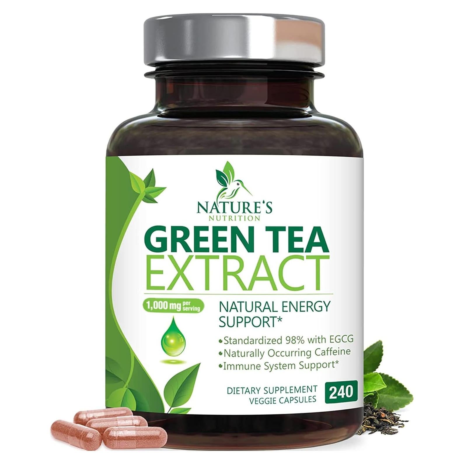Cápsulas de Extracto de Té Verde 1000mg Nature's Nutrition 240 Unidades
