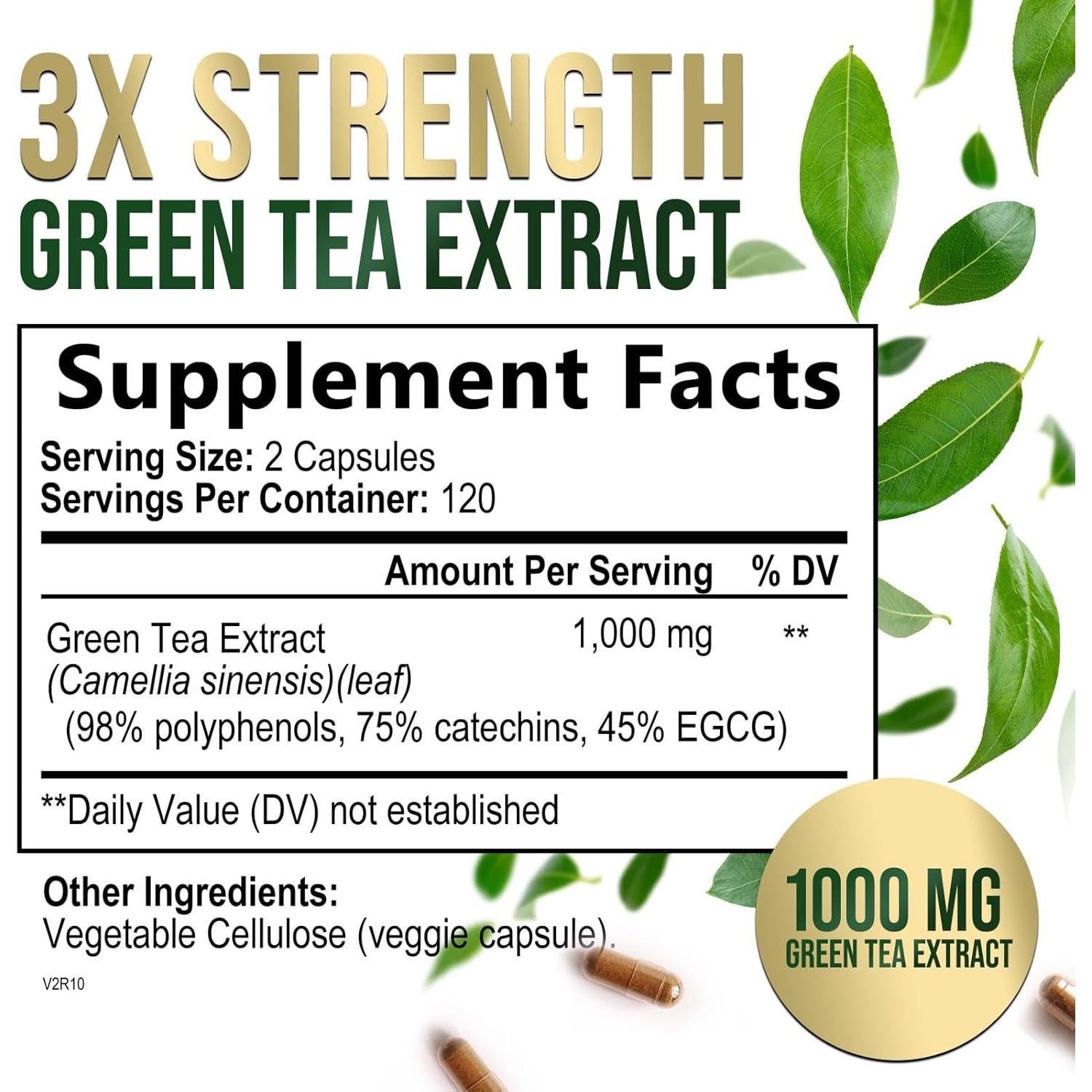 Cápsulas de Extracto de Té Verde 1000mg Nature's Nutrition 240 Unidades