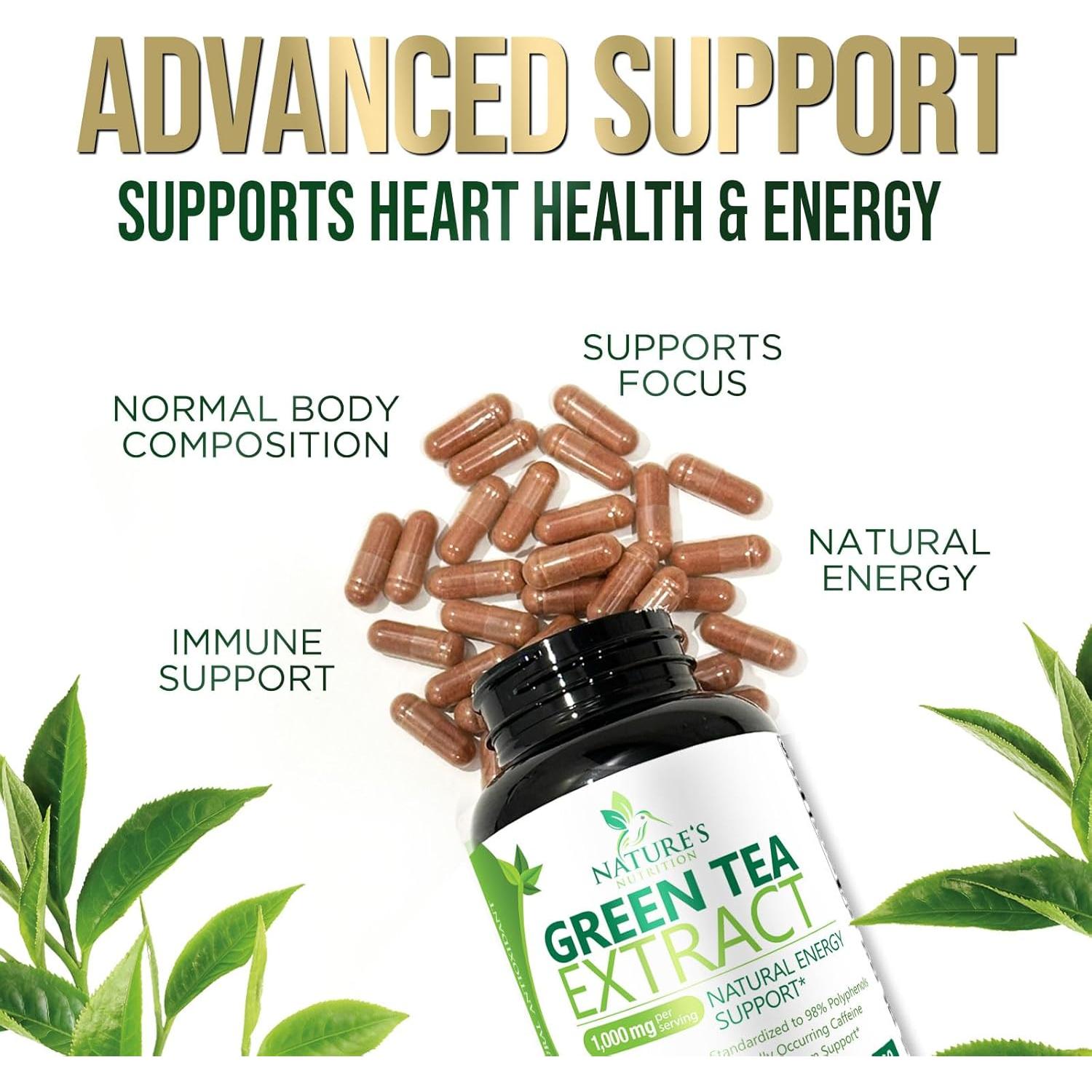 Cápsulas de Extracto de Té Verde 1000mg Nature's Nutrition 240 Unidades