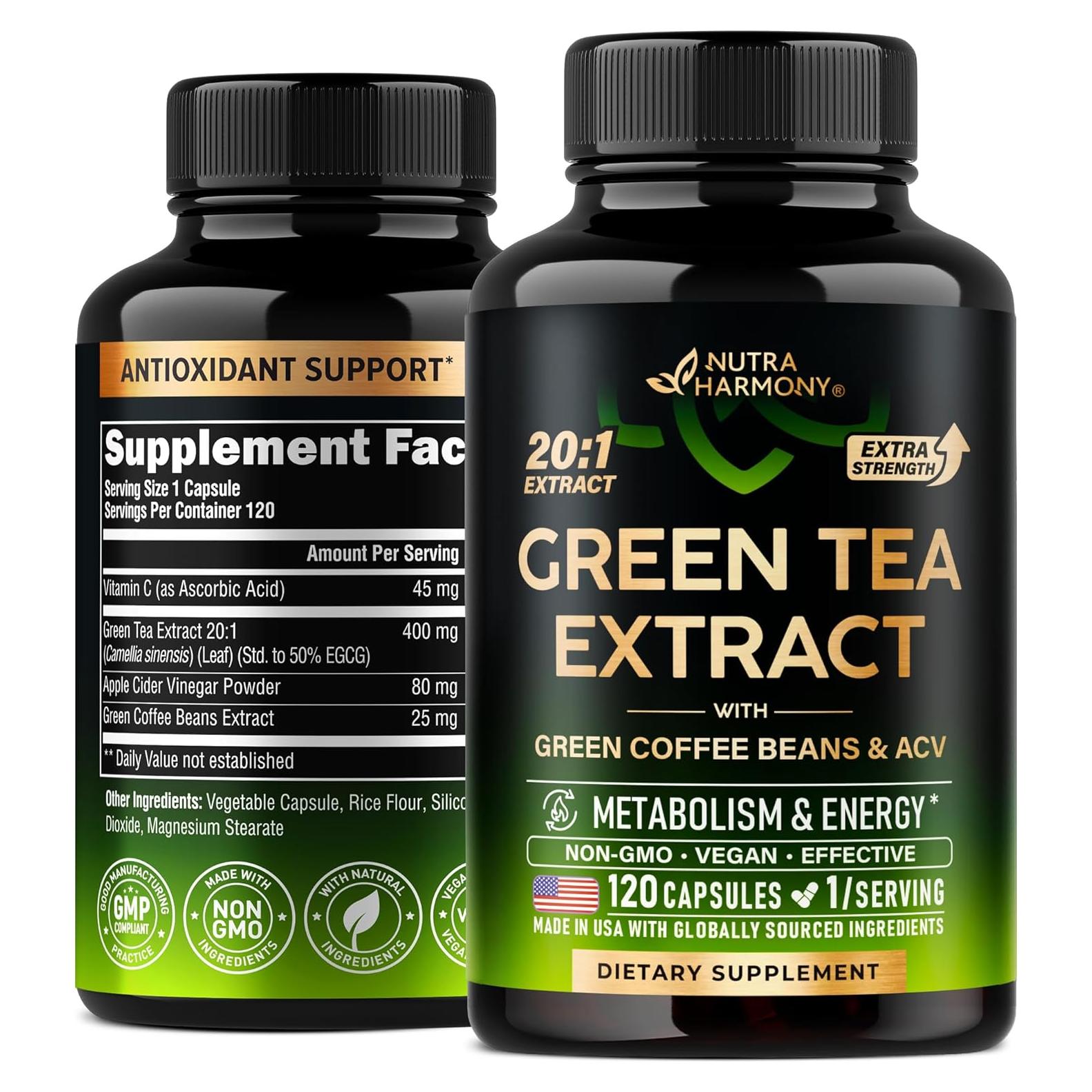 Cápsulas de Té Verde Nutra Harmony 120 Unidades - Energía y Metabolismo