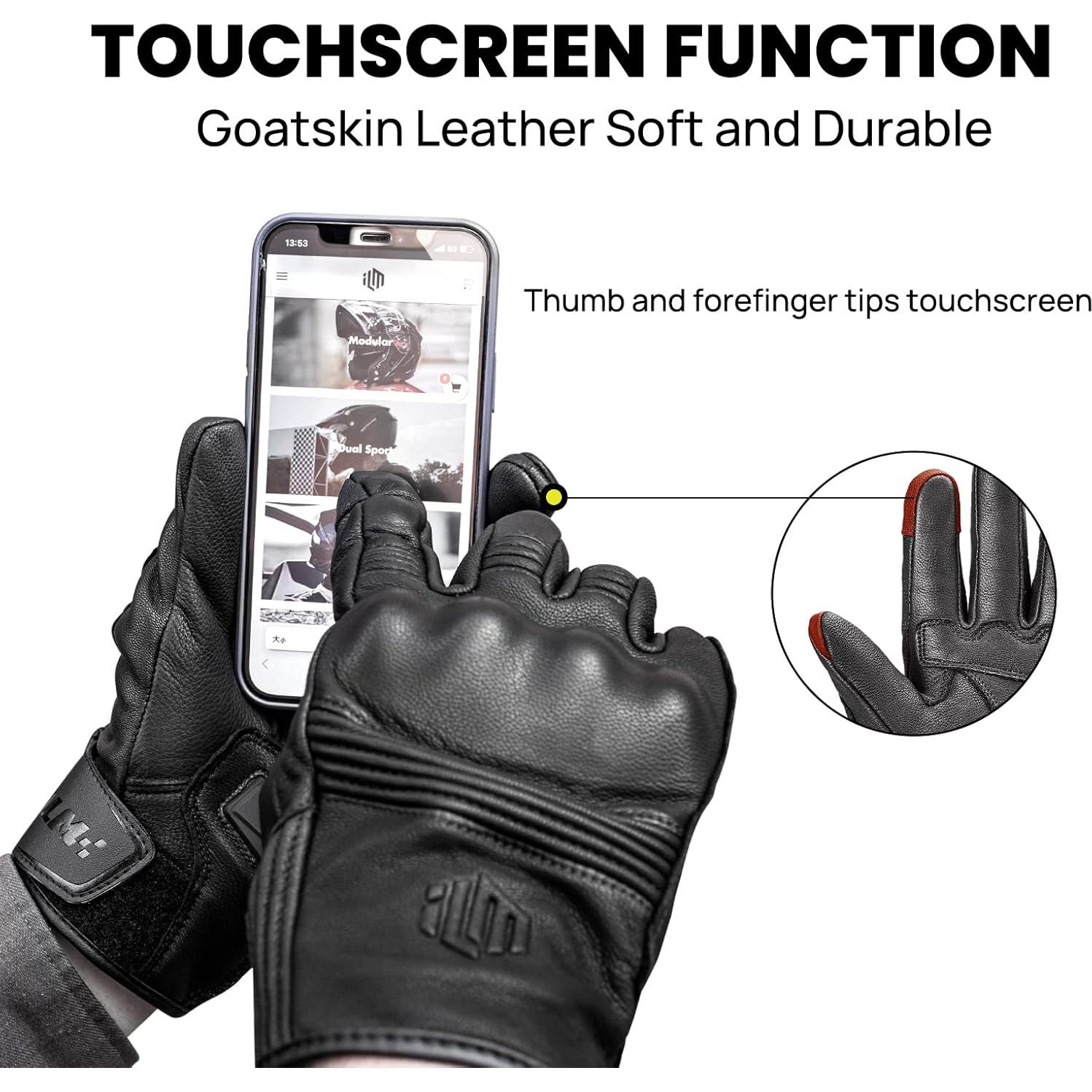 Guantes de Motocicleta ILM DN01 Cuero de Cabra Talla XXL