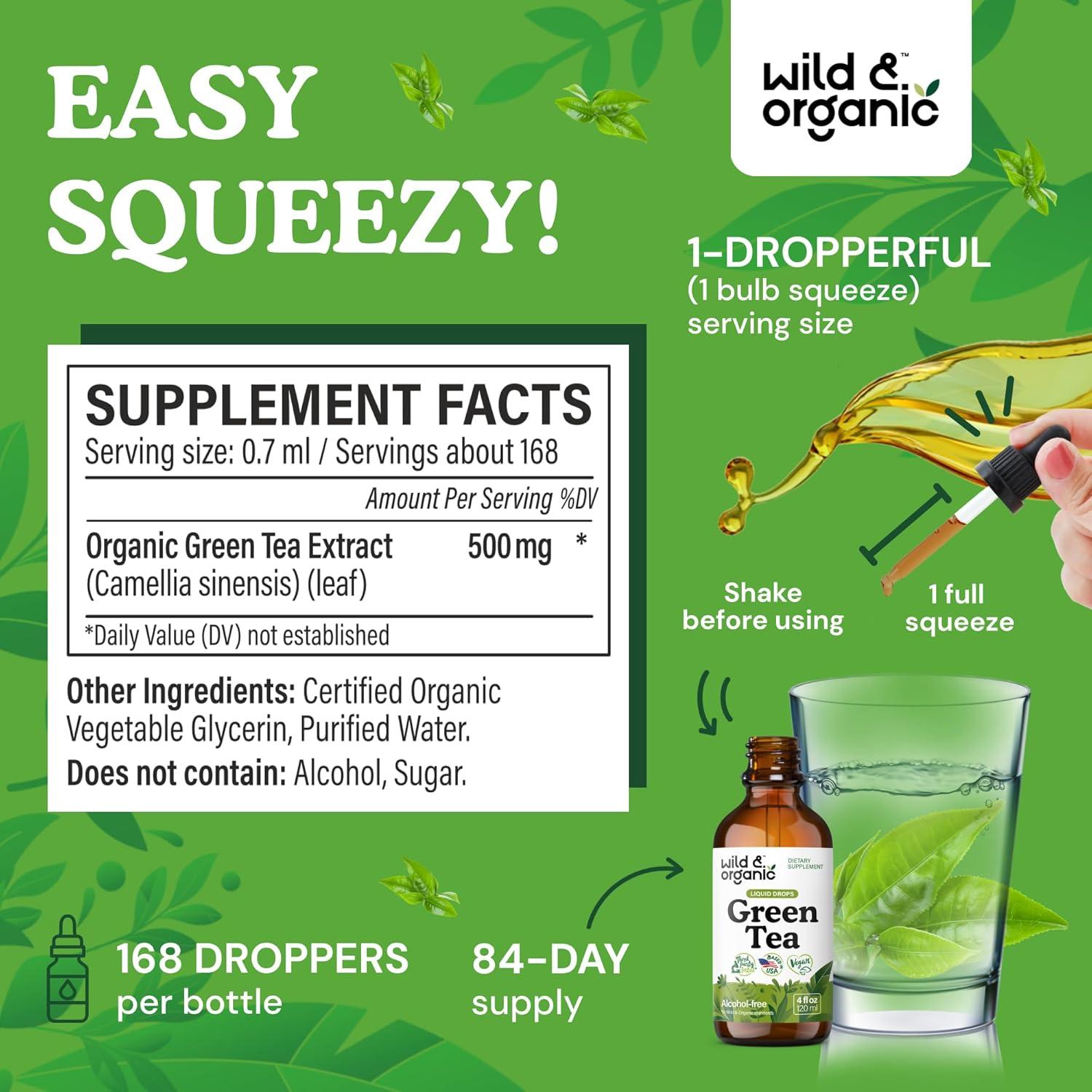 Extracto Líquido de Té Verde Orgánico Silvestre 118.3 ml - Antioxidante Vegano