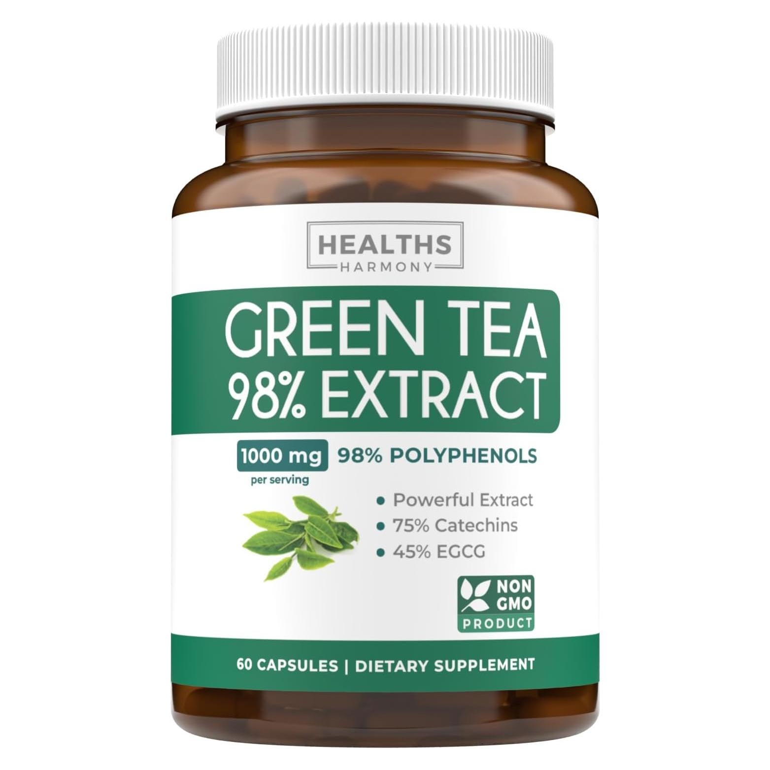Cápsulas de Extracto de Té Verde Healths Harmony 500mg - Antioxidantes