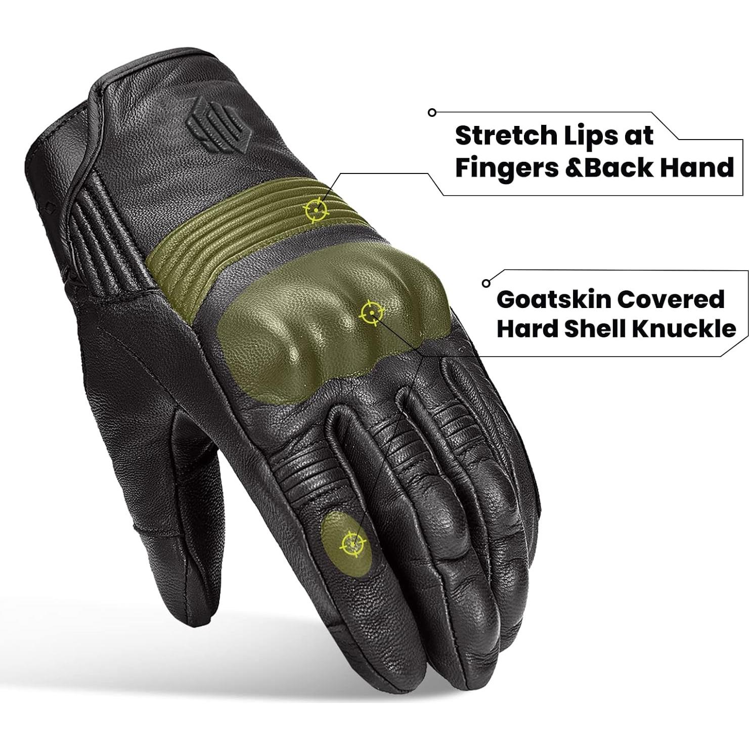 Guantes de Motocicleta ILM DN01 de Cuero para Adultos, Negro