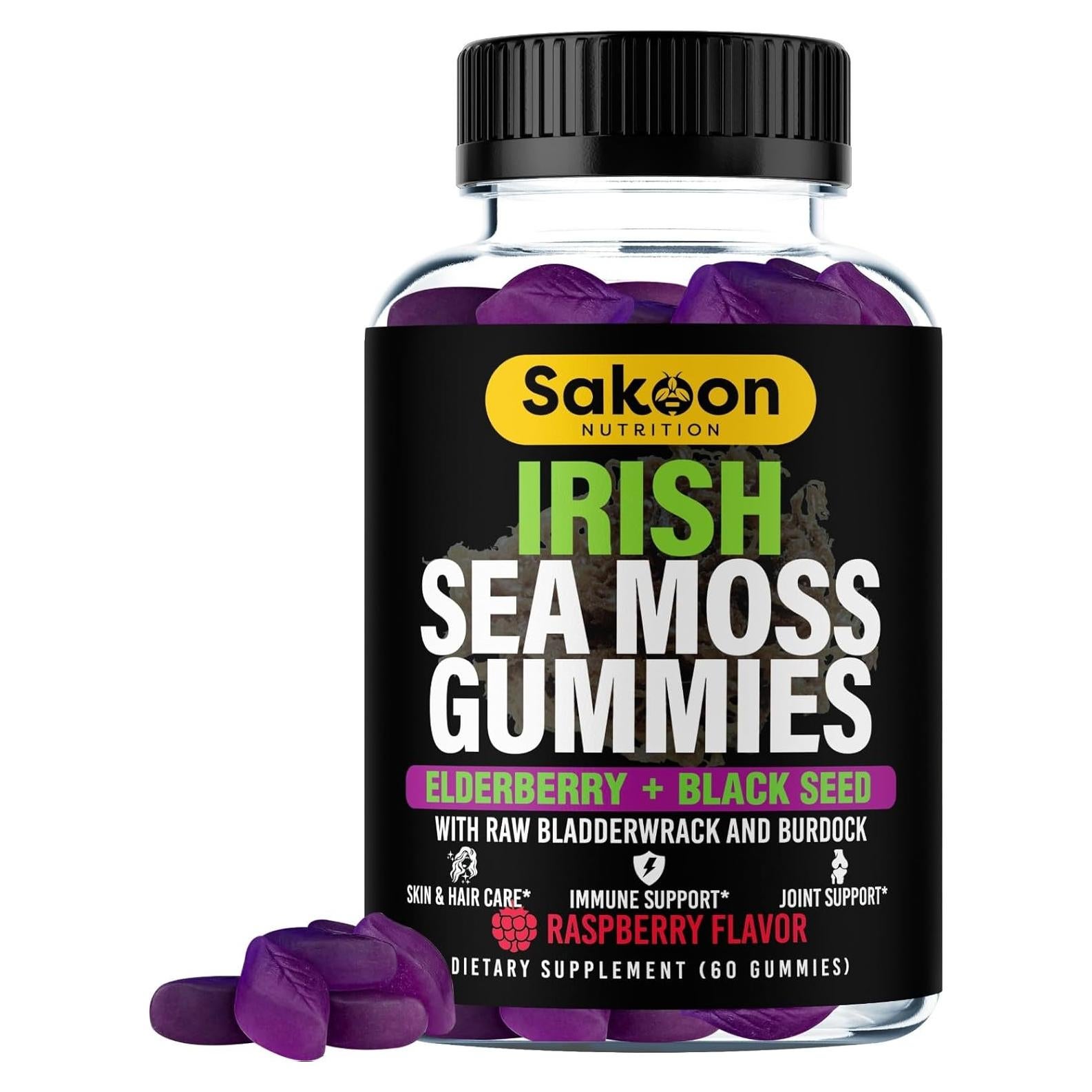Gomitas de Musgo Marino Irlandés Sakoon - 60 Unidades Sabor Frambuesa