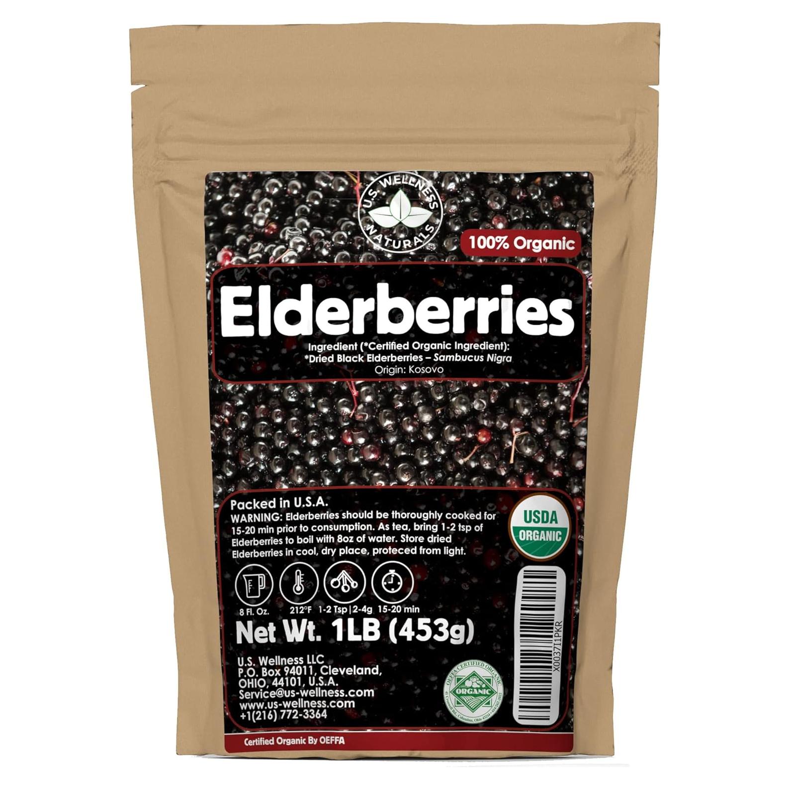 Saúcos Secos Orgánicos 0.45kg Real Wild Harvest - Sambucus Nigra