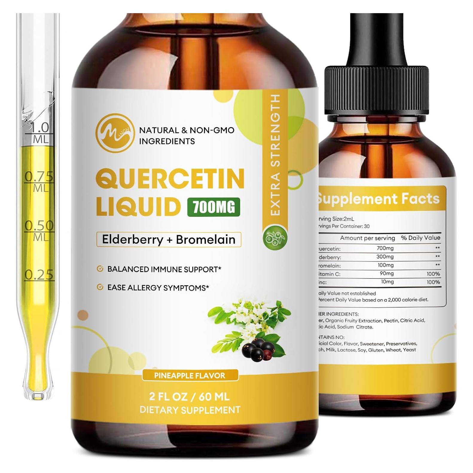 Gotas Líquidas de Quercetina 700mg Minch - 2 Paquetes de 60ml