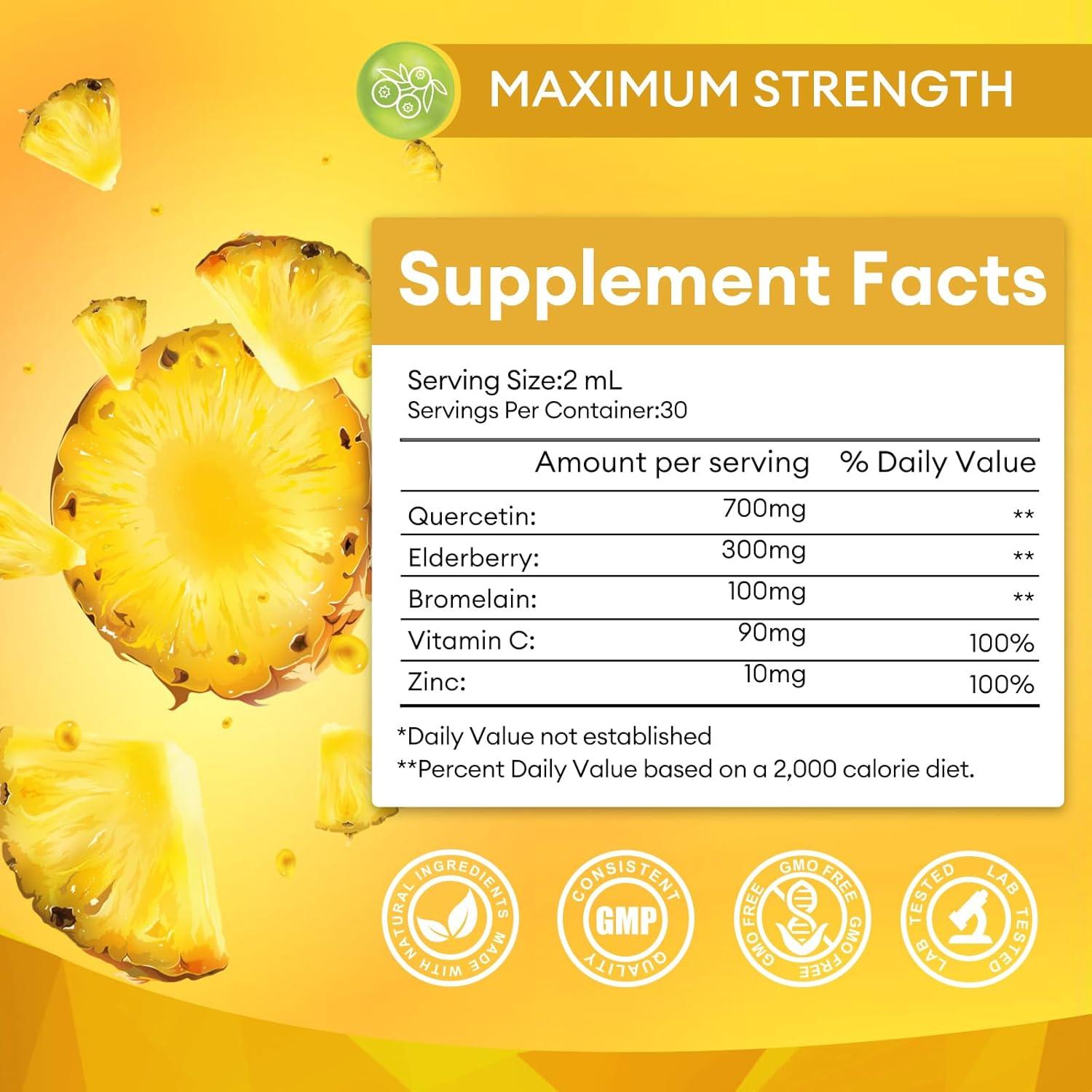 Gotas Líquidas de Quercetina 700mg Minch - 2 Paquetes de 60ml