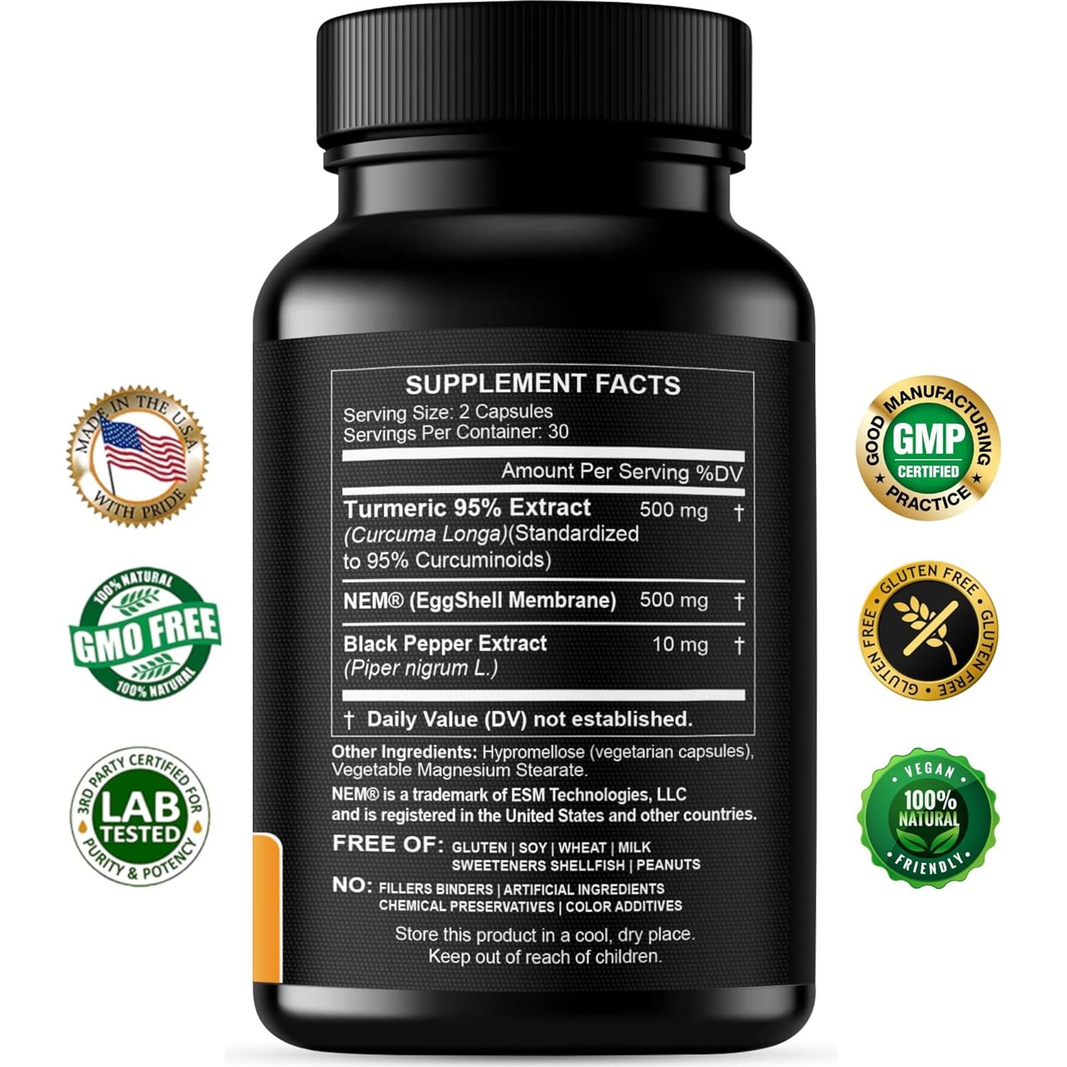 Cápsulas de Cúrcuma Curcumina 95% con Colágeno HCL - 60 Unidades