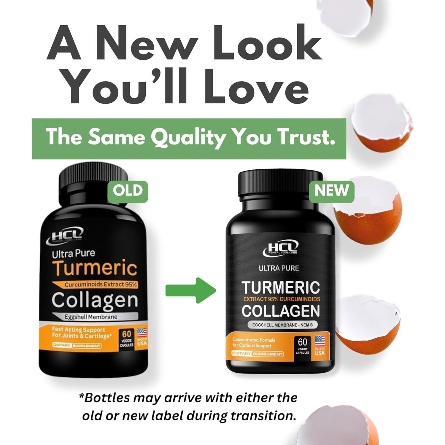 Cápsulas de Cúrcuma Curcumina 95% con Colágeno HCL - 60 Unidades