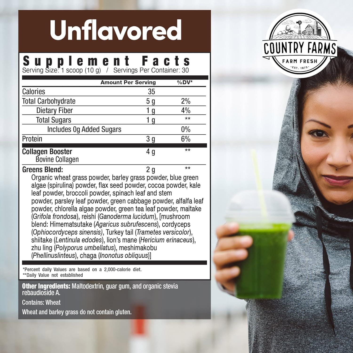 Polvo de Colágeno + Verdes Country Farms 600g - Suplemento Dietético