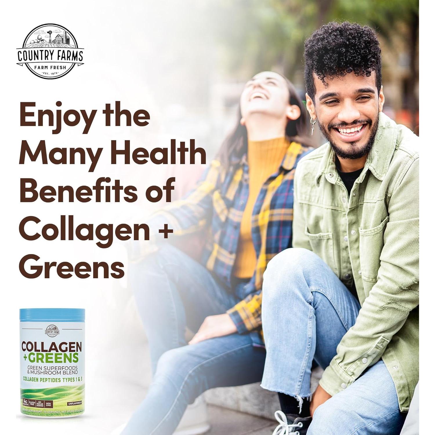 Polvo de Colágeno + Verdes Country Farms 600g - Suplemento Dietético