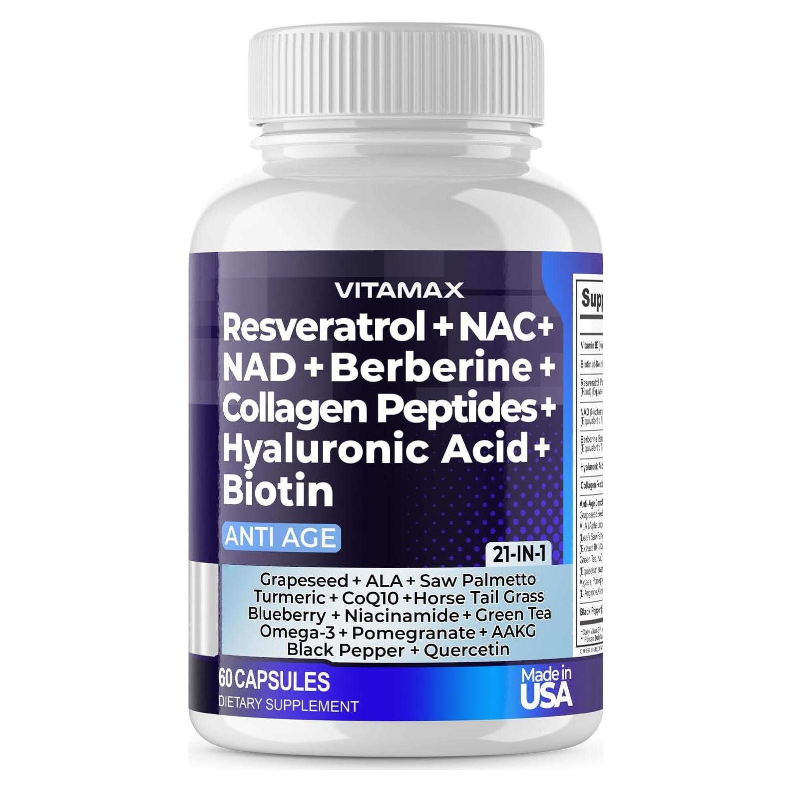 Suplemento Antienvejecimiento Vitamax 20 en 1 - 60 Cápsulas