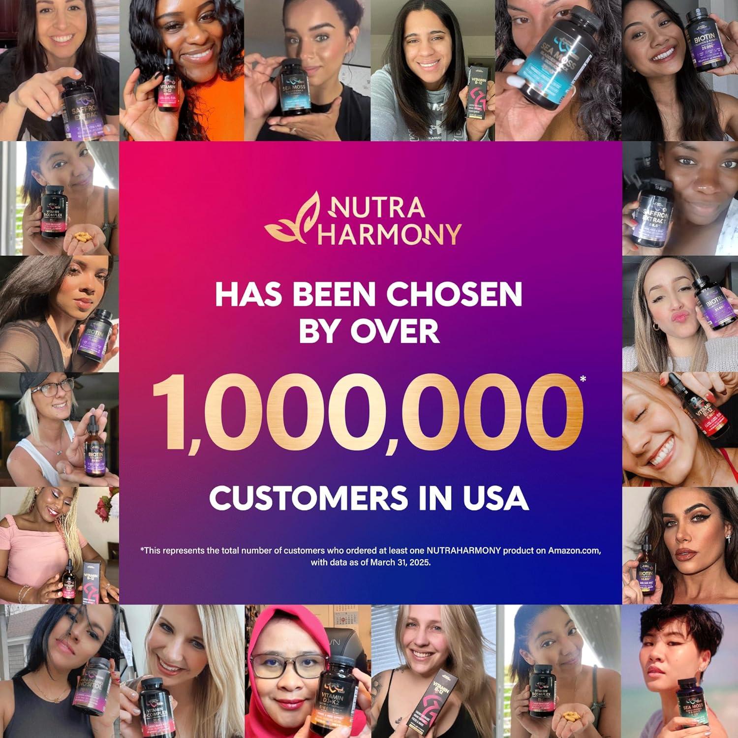 Gotas de Biotina y Colágeno Nutraharmony 60000 mcg - Suplemento para Cabello, Piel y Uñas