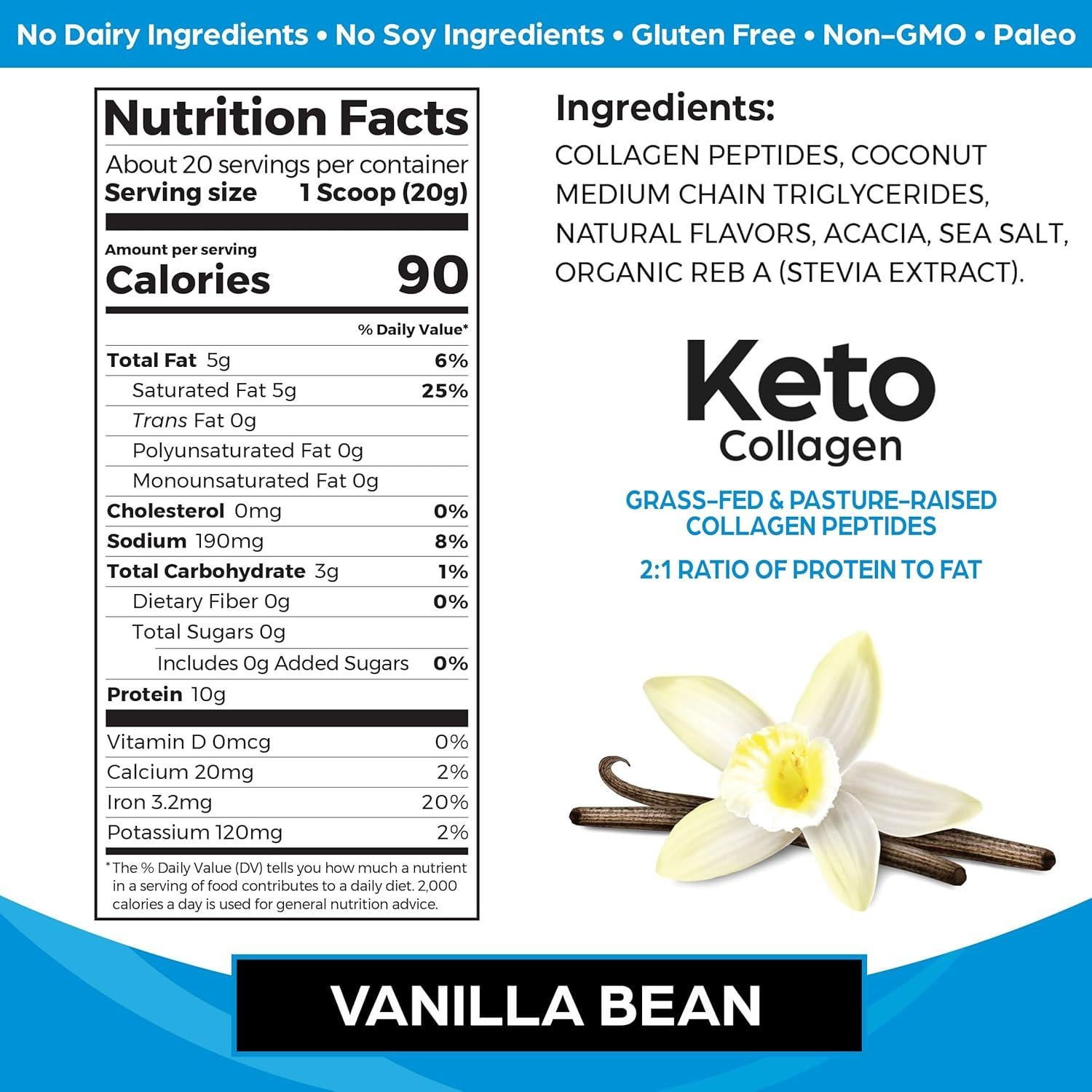 Proteína en Polvo de Colágeno Keto Orgain Vainilla 400g