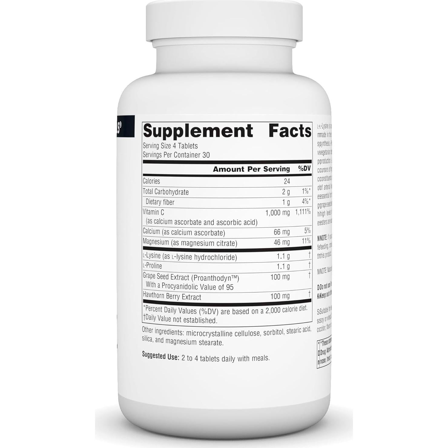 Source Naturals Prolina y Lisina 550 mg - 120 Tabletas Vegetarianas