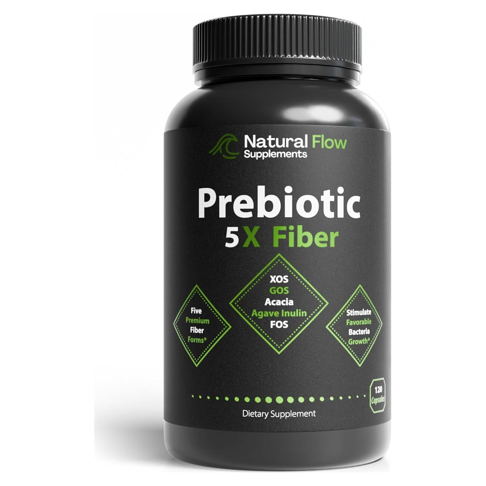 Suplemento de Fibra Prebiótica 5X Natural Flow - 120 Cápsulas