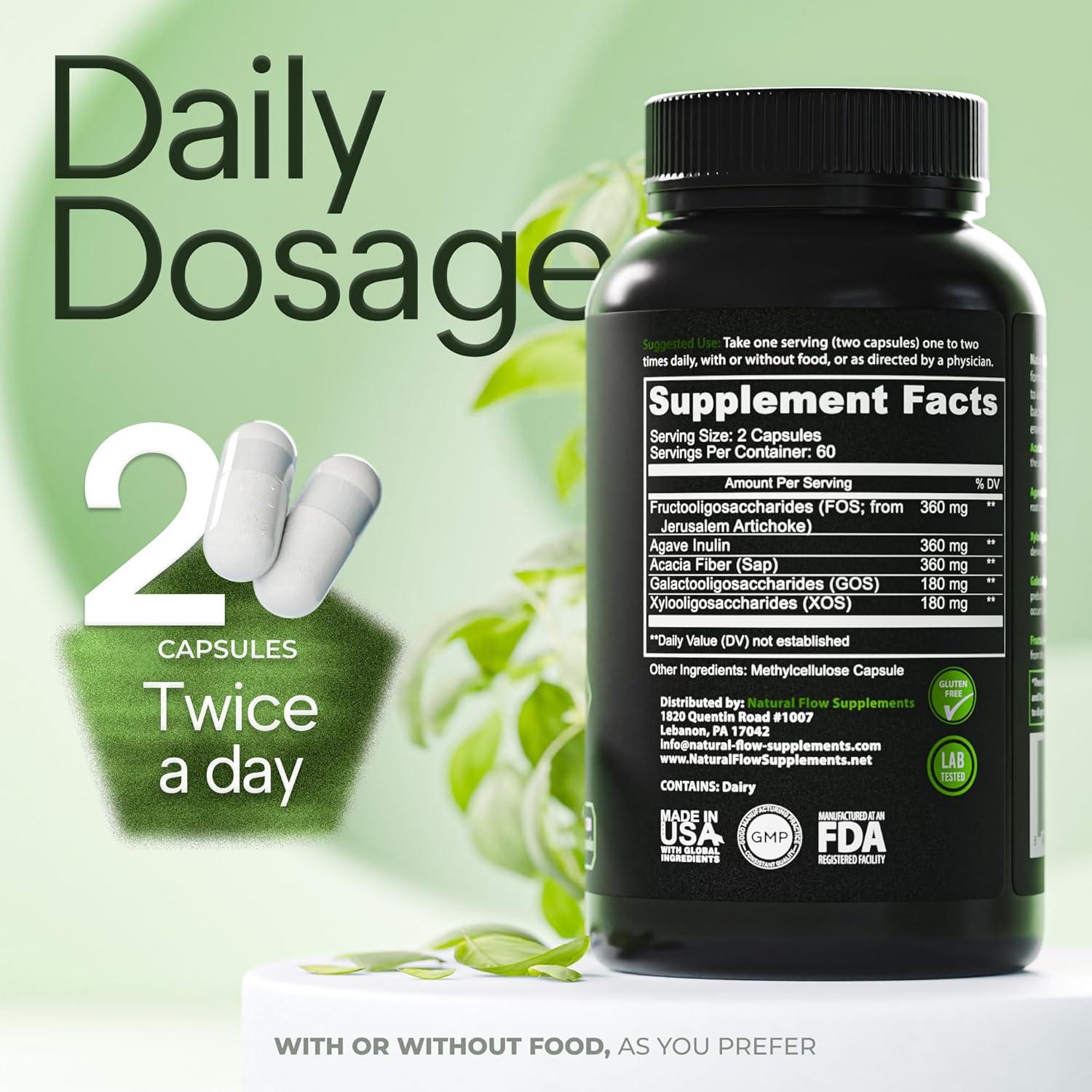 Suplemento de Fibra Prebiótica 5X Natural Flow - 120 Cápsulas