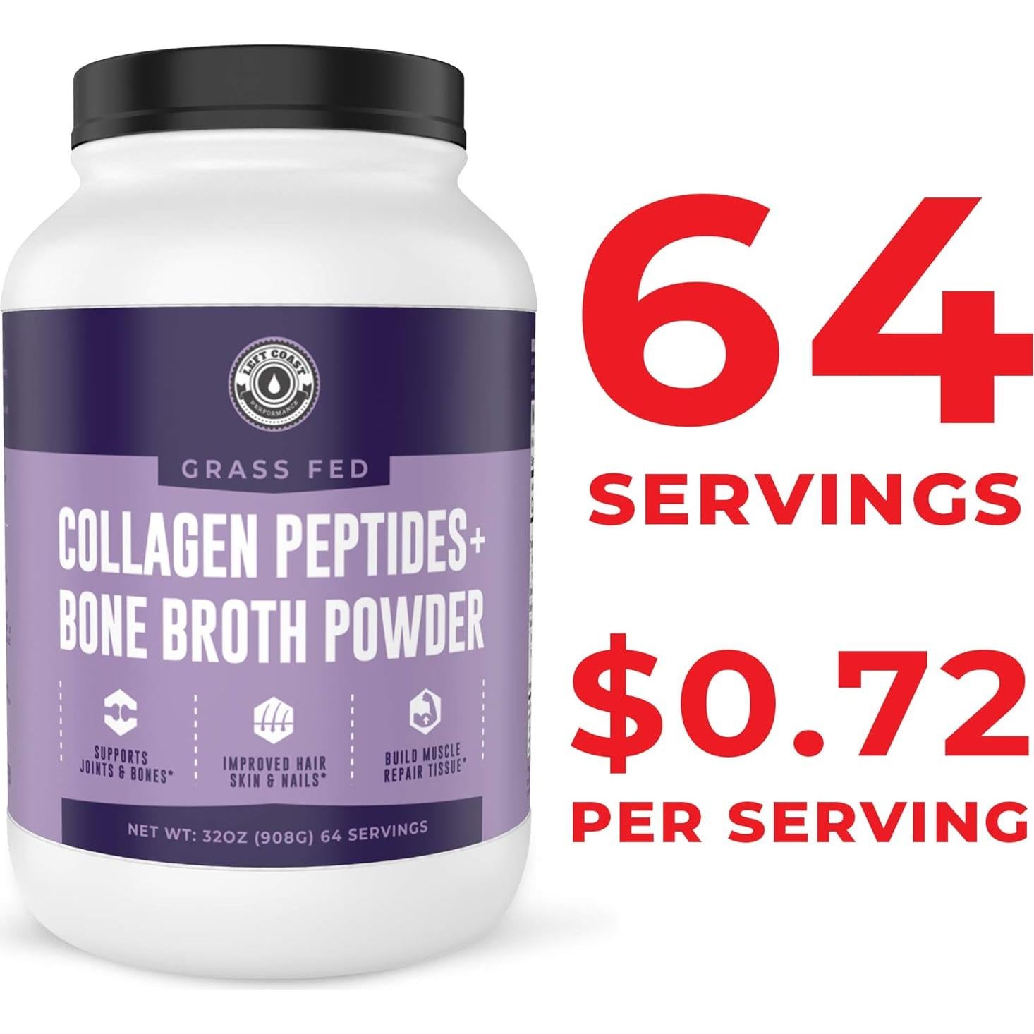 Polvo de Caldo de Huesos Left Coast Performance 907g