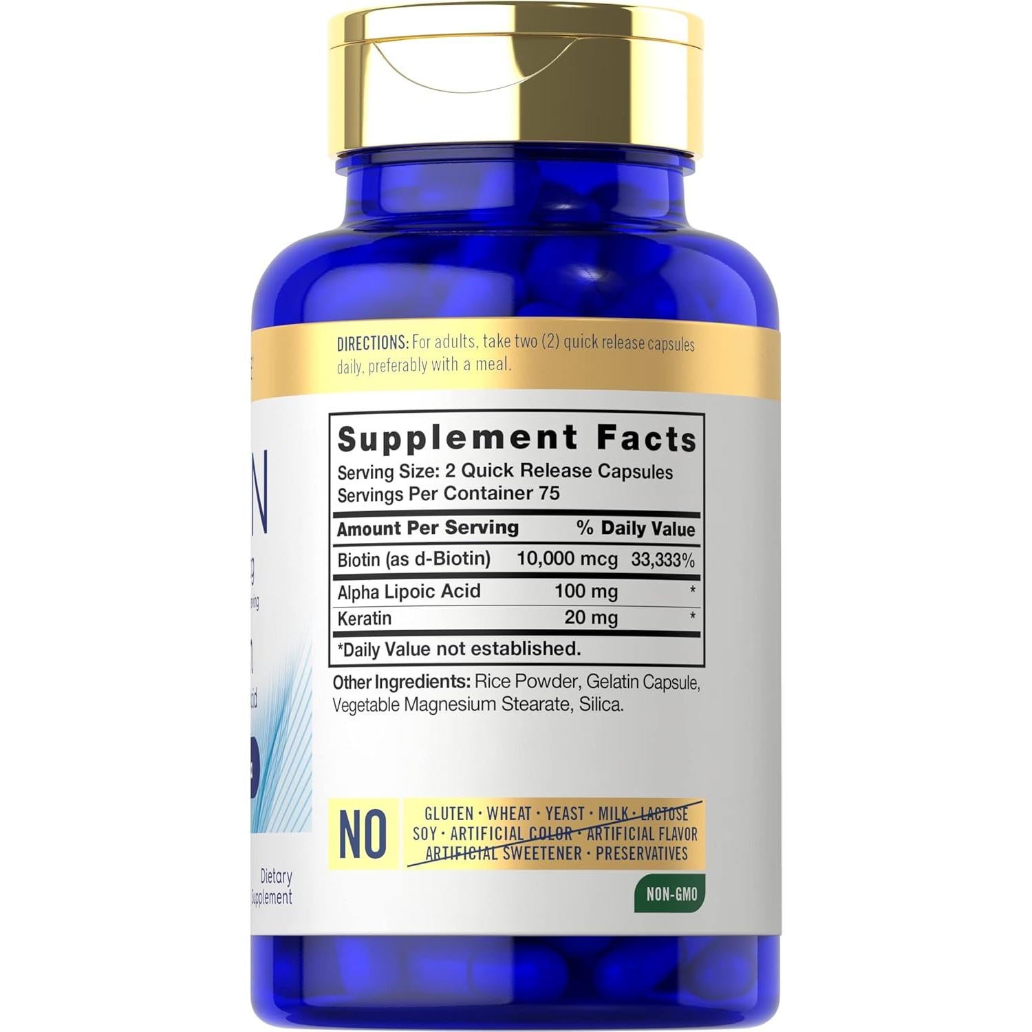 Cápsulas de Biotina 10000 mcg Carlyle con Queratina 150 Unidades