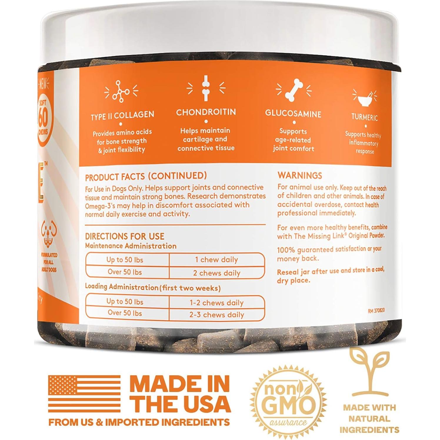 Cuidado de Colágeno Hipo para Perros El Enlace Perdido 60ct