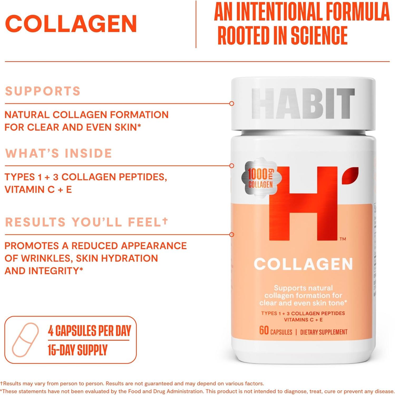 Suplemento de Colágeno Habit 60 Cápsulas 2000mg Vitamina C y E