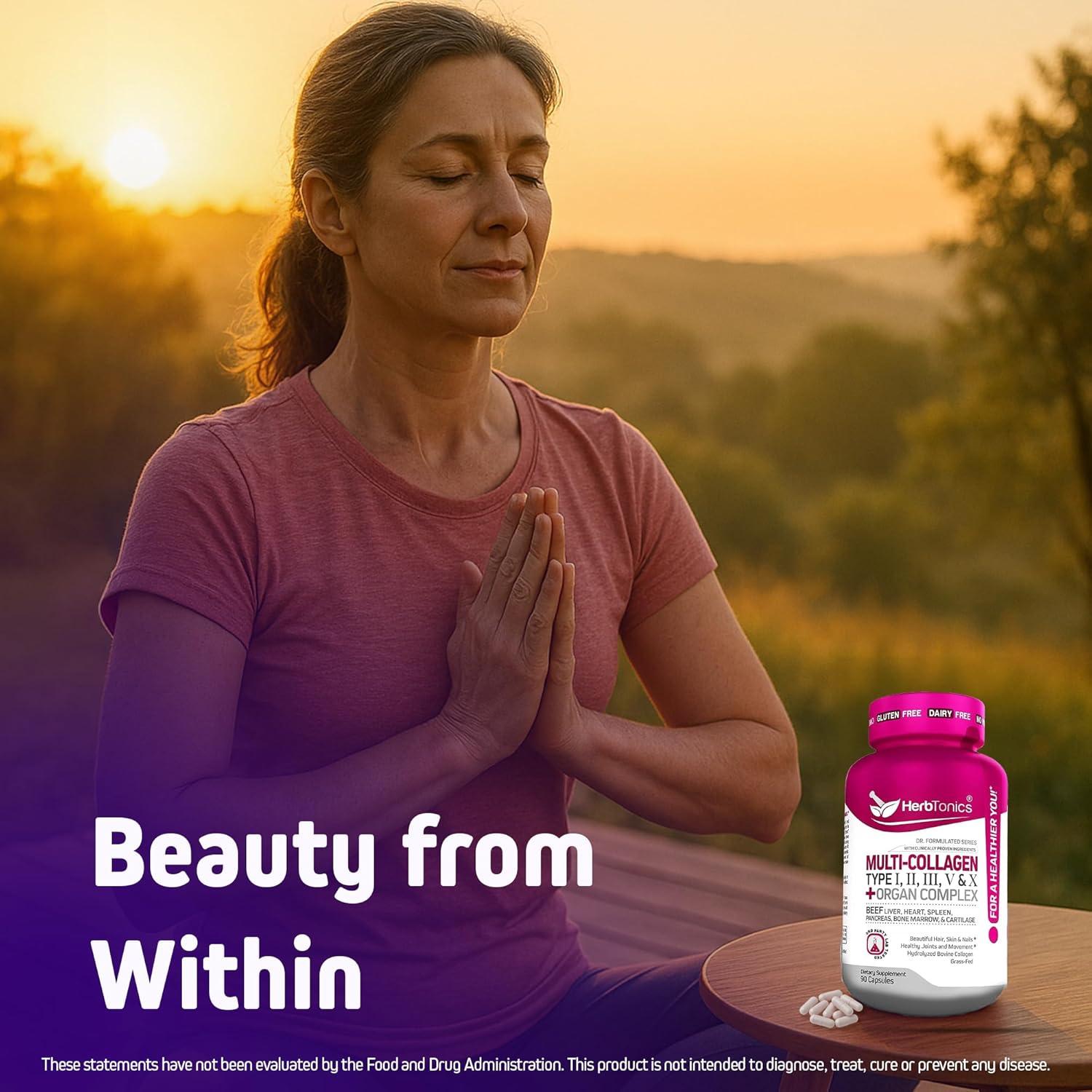 Cápsulas de Multi Colágeno Herbtonics 90 Unidades - 5 Tipos + Órganos