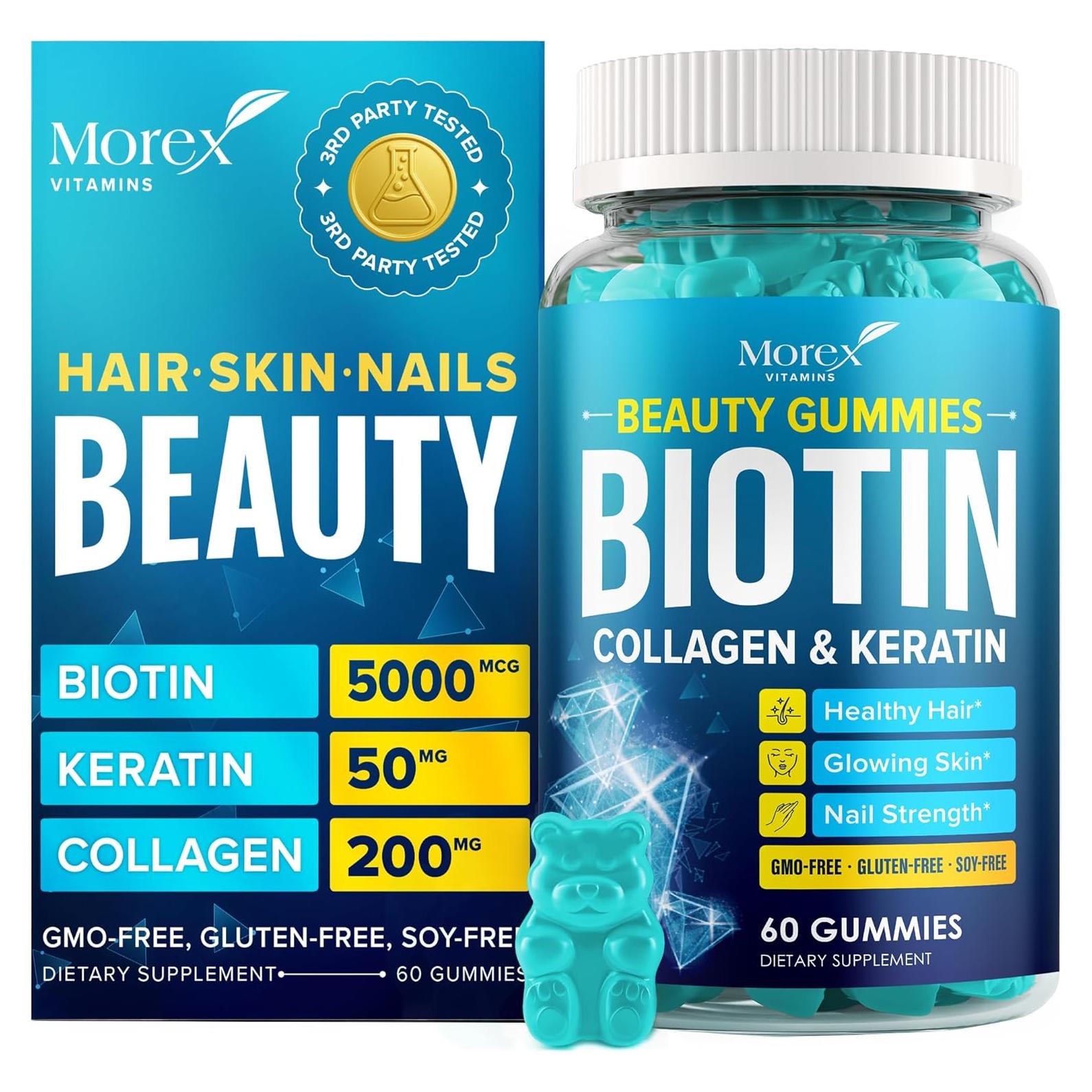 Gomitas de Biotina Morex Vitamins - Suplemento Cabello, Piel y Uñas - 60 Unidades