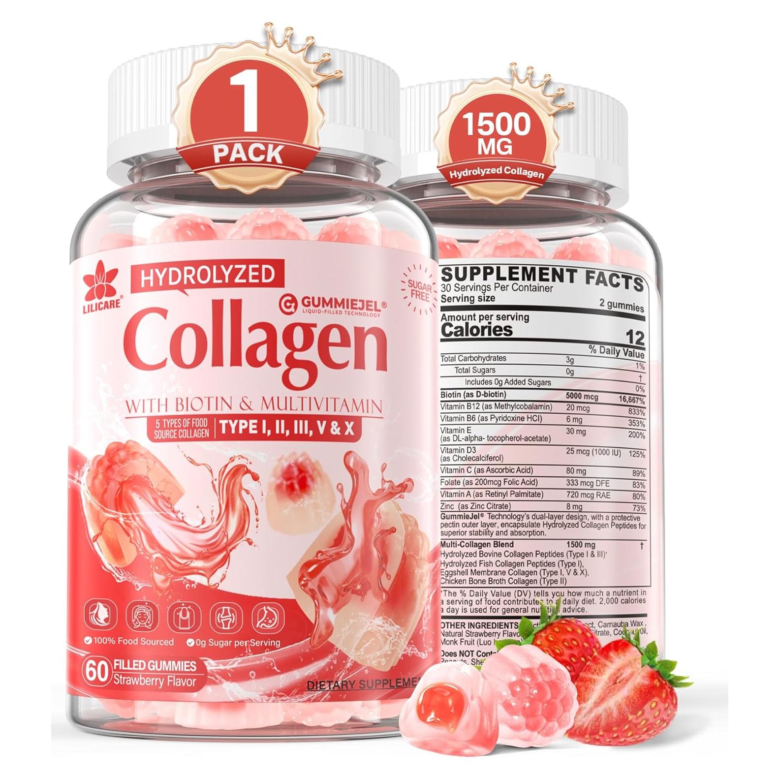 Gomitas de Colágeno Hidrolizado Lilicare 1500mg 60 Cts