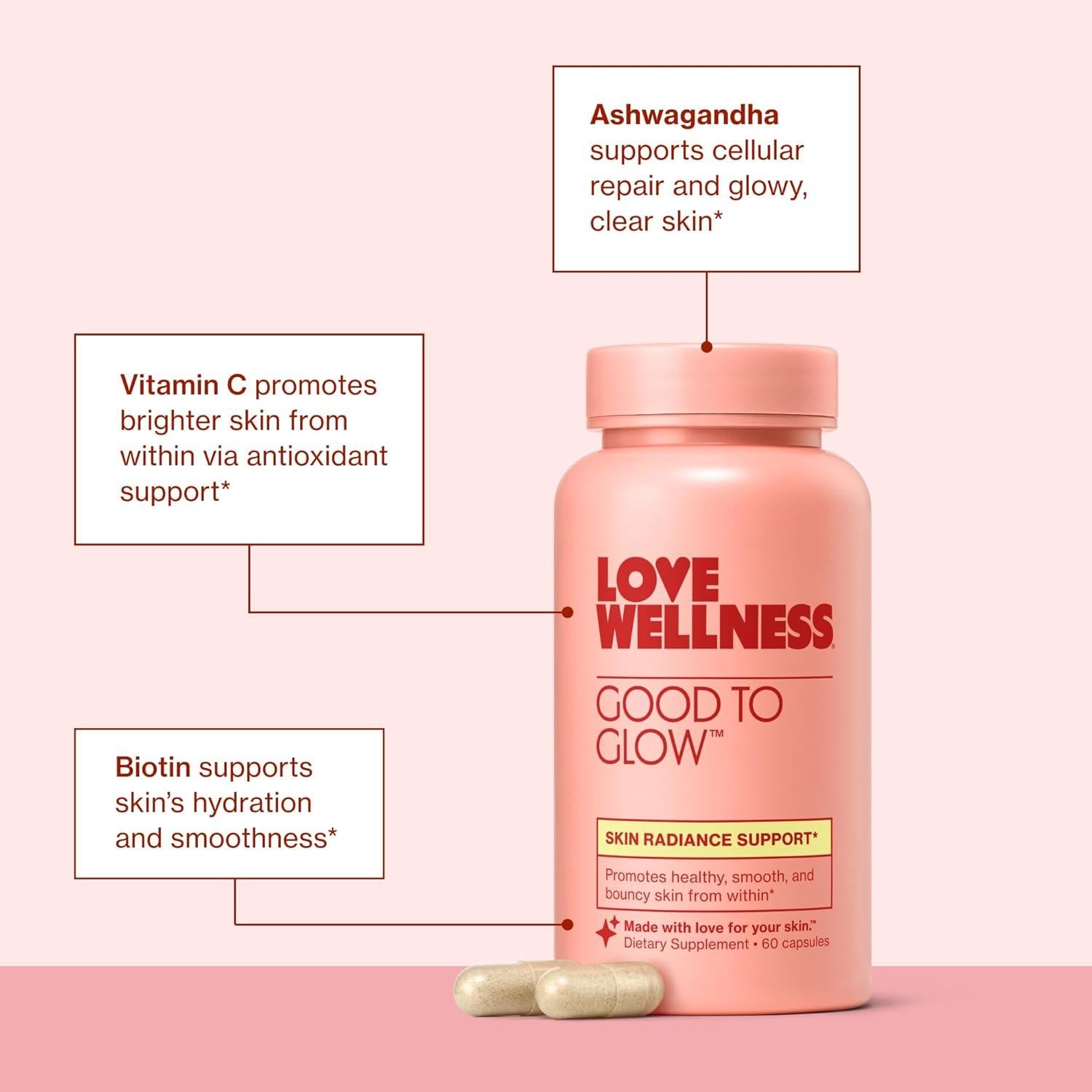 Suplemento de Colágeno Love Wellness Bueno para Brillar 60 Cápsulas