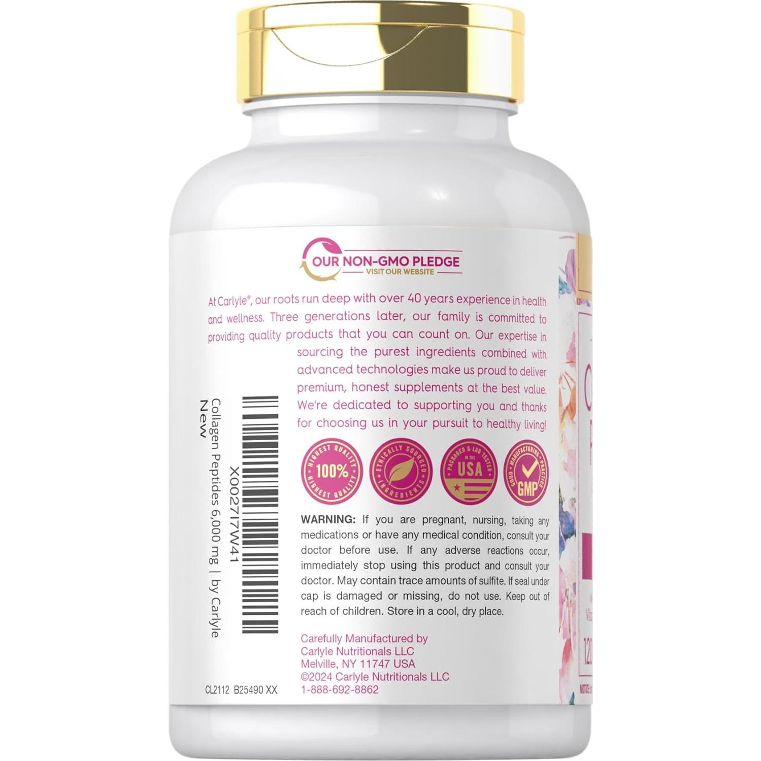 Colágeno Hidrolizado Carlyle 6000mg con Vitamina C - 120 Tabletas