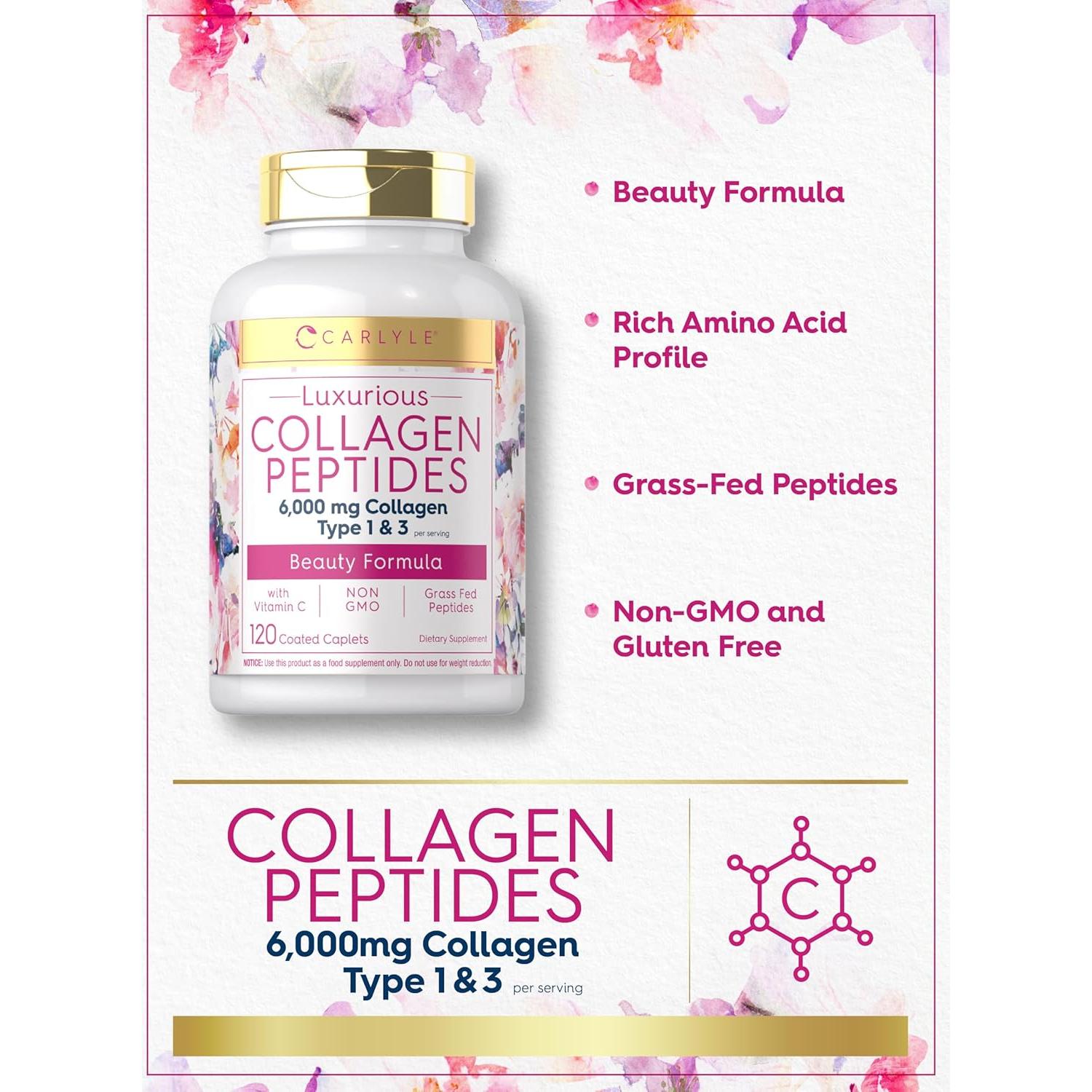 Colágeno Hidrolizado Carlyle 6000mg con Vitamina C - 120 Tabletas