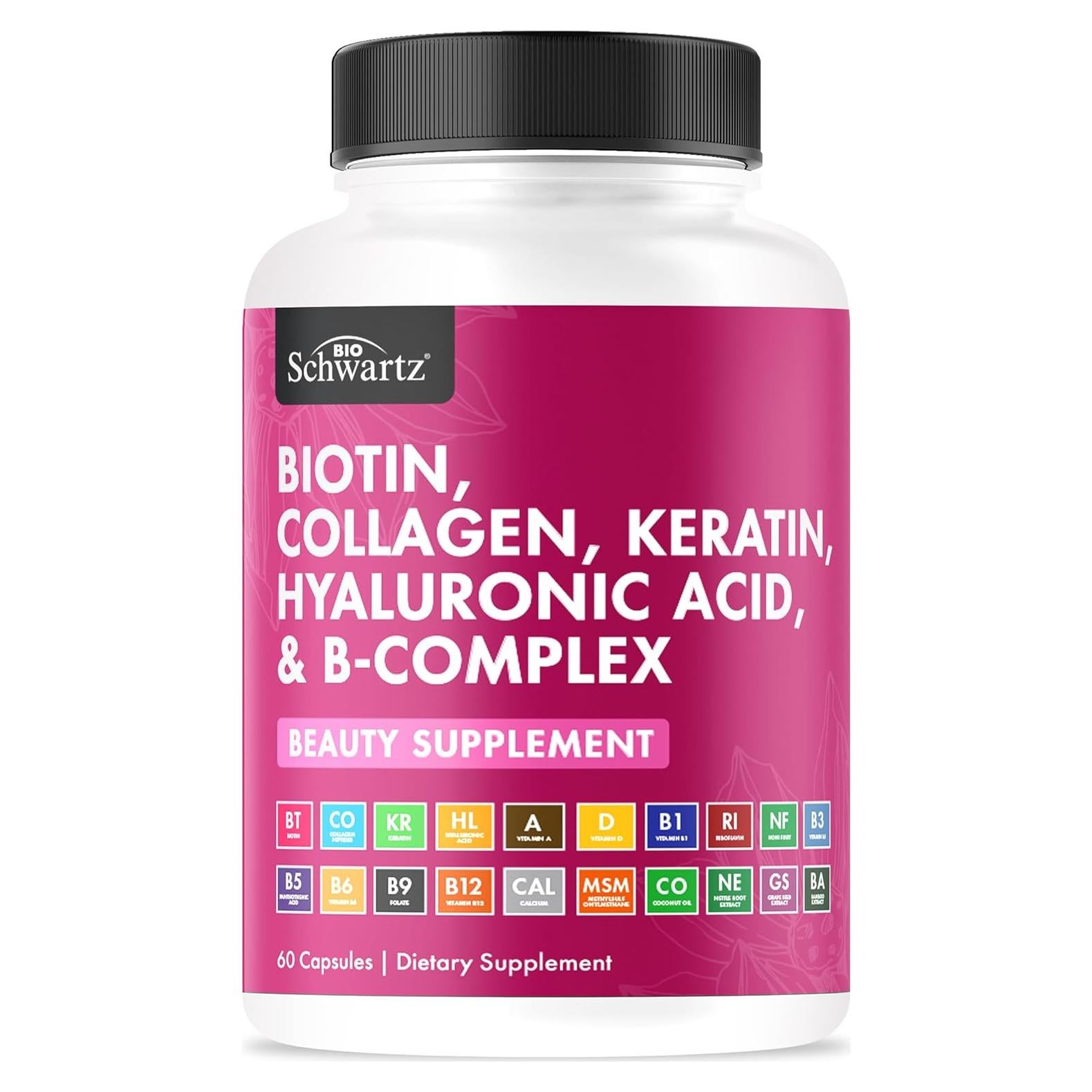 Suplemento de Biotina y Colágeno BioSchwartz 10000mcg - 60 Cápsulas