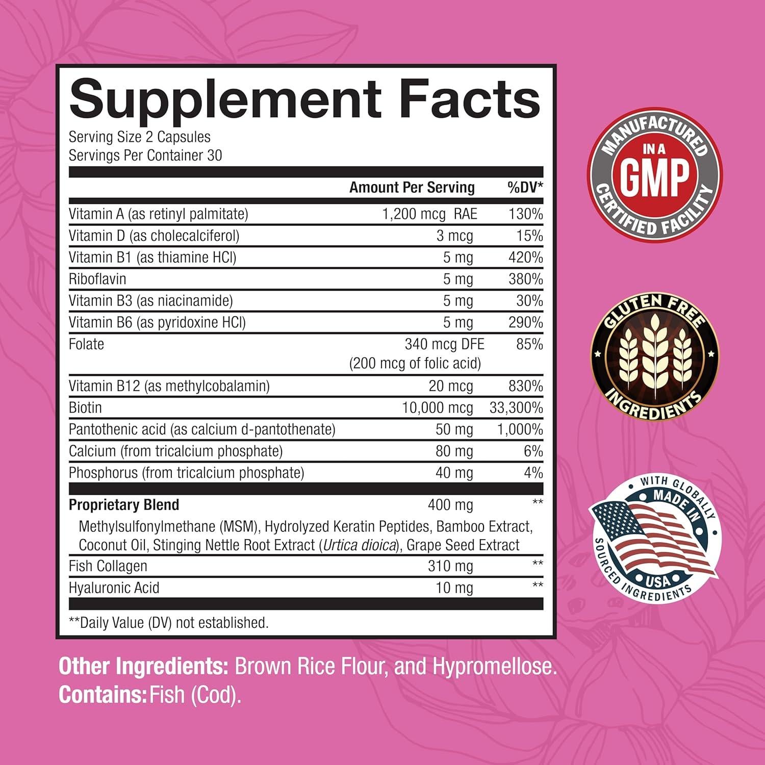 Suplemento de Biotina y Colágeno BioSchwartz 10000mcg - 60 Cápsulas
