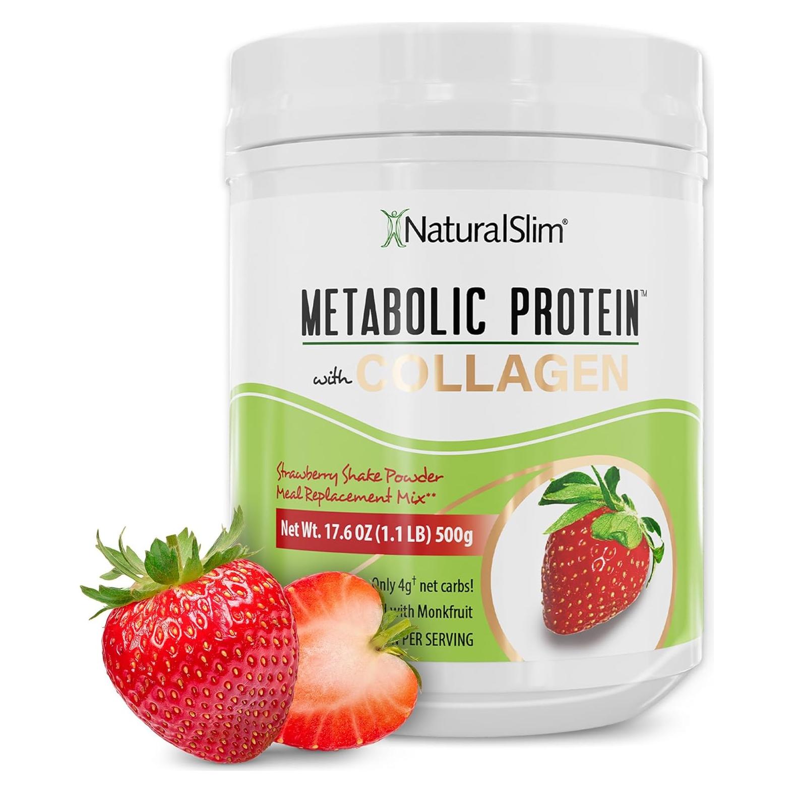 NaturalSlim Proteína Metabólica con Colágeno Sabor Fresa 499g