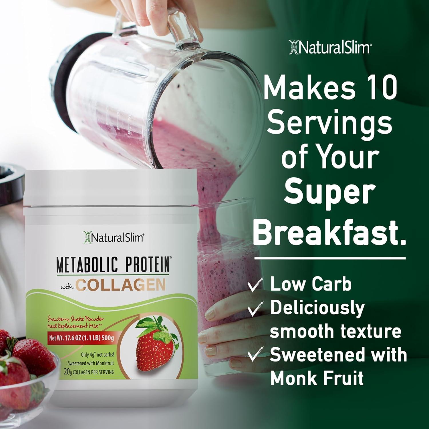 NaturalSlim Proteína Metabólica con Colágeno Sabor Fresa 499g