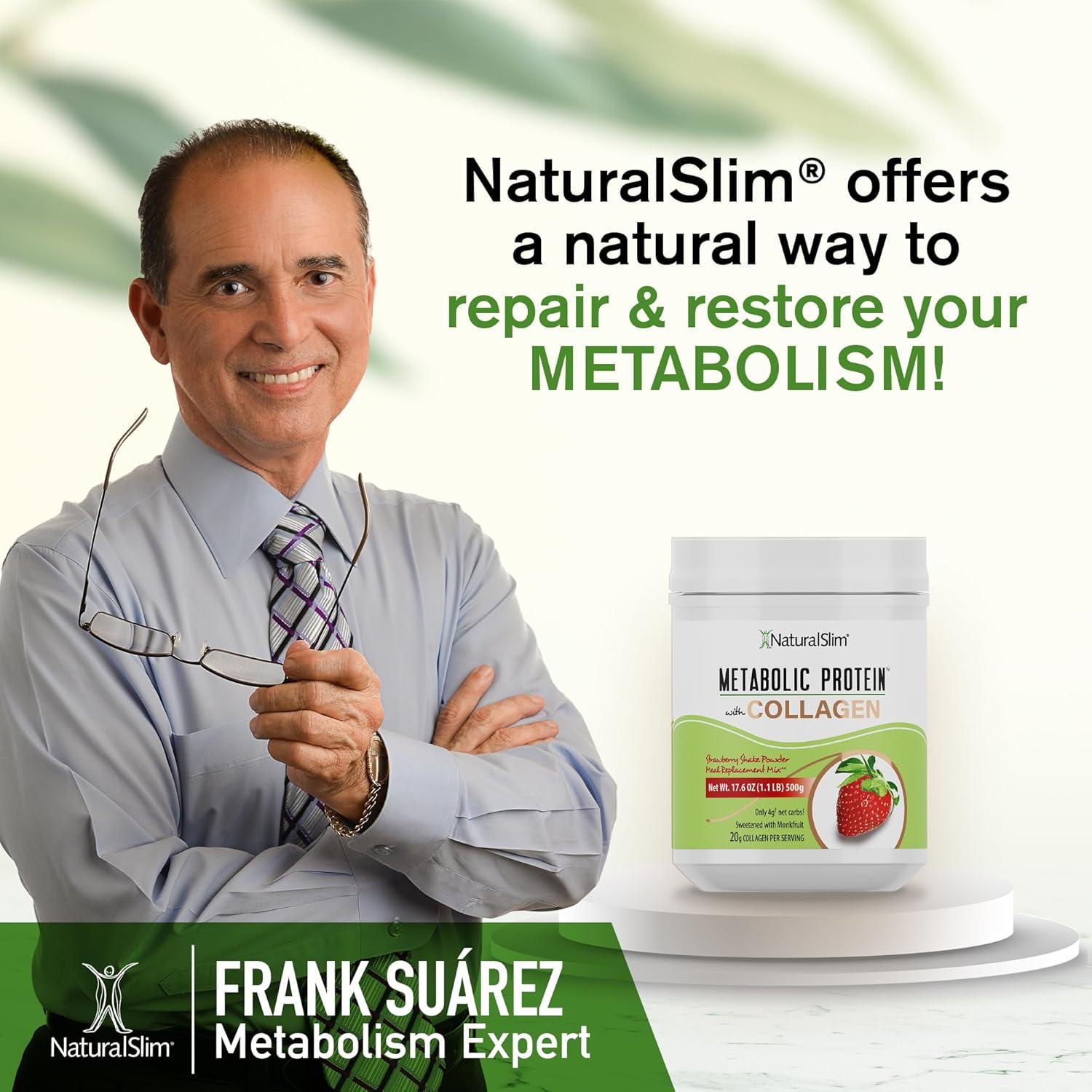 NaturalSlim Proteína Metabólica con Colágeno Sabor Fresa 499g