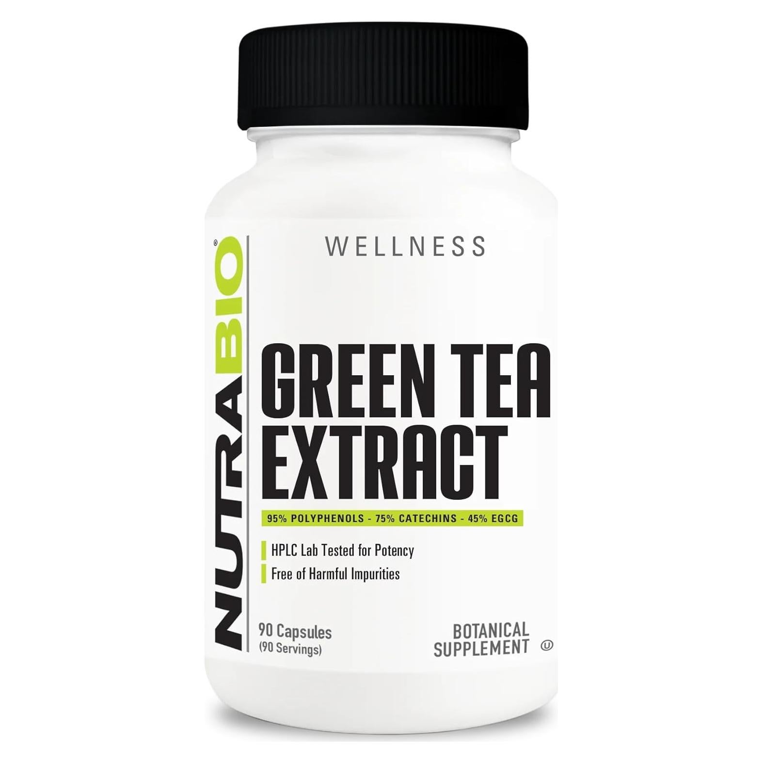 Extracto de Té Verde NutraBio 500mg - 90 Cápsulas Antioxidantes