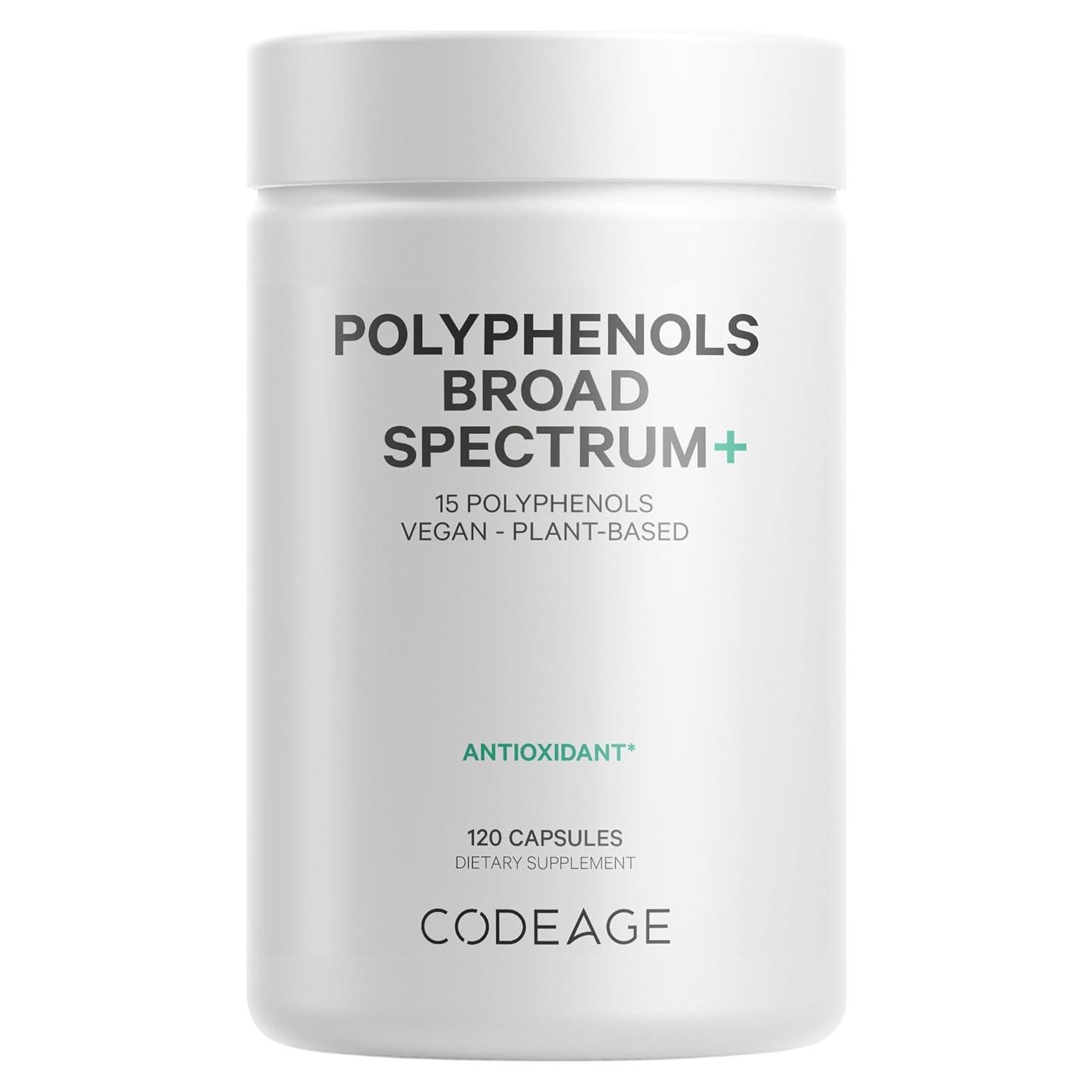 Suplemento Polifenoles Codeage 120 Cápsulas Veganas - 15 Frutas y Extractos