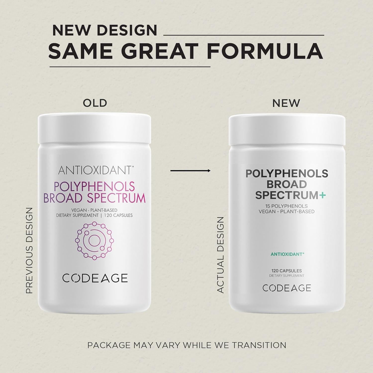 Suplemento Polifenoles Codeage 120 Cápsulas Veganas - 15 Frutas y Extractos