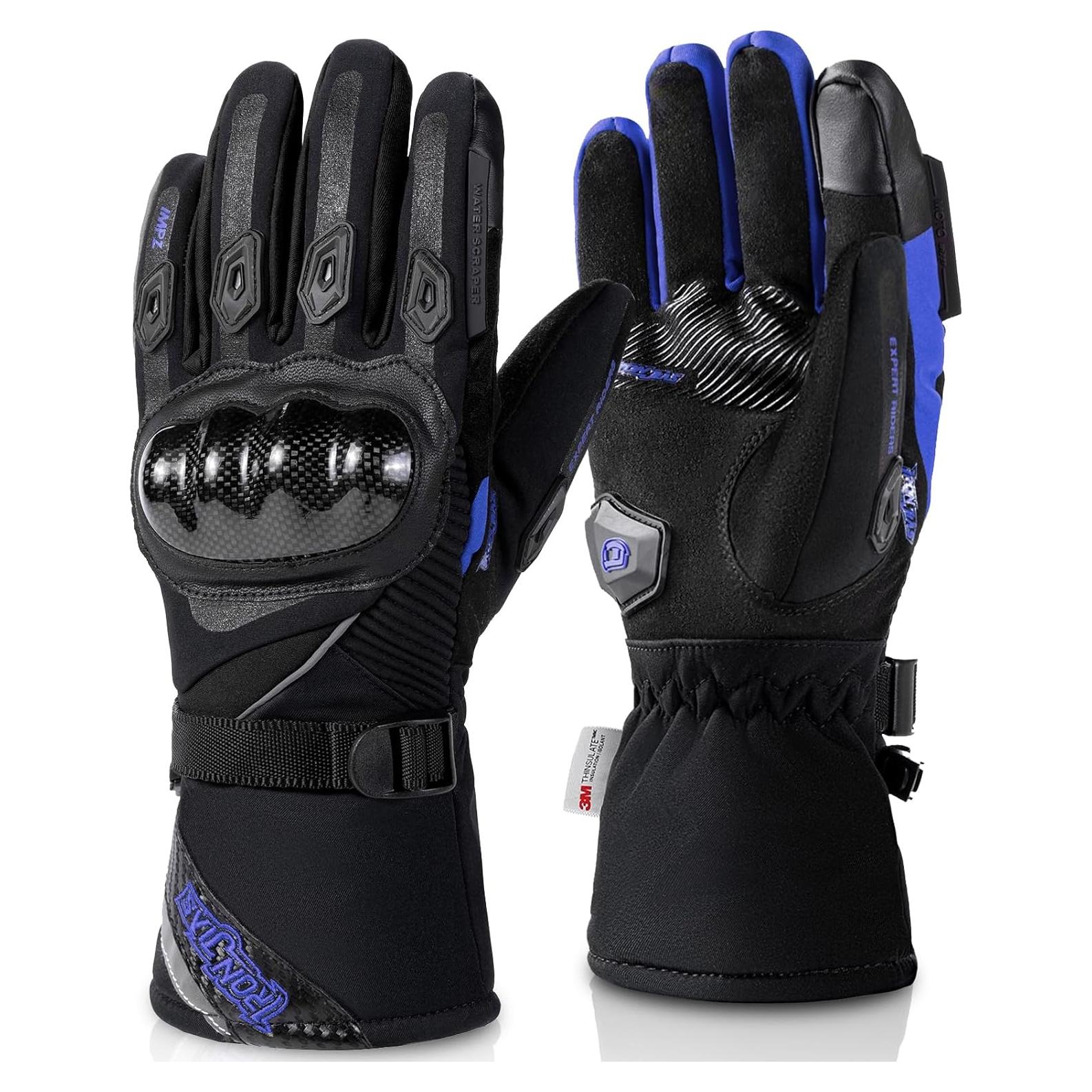 Guantes de Motocicleta BORLENI Impermeables Azul X-Large