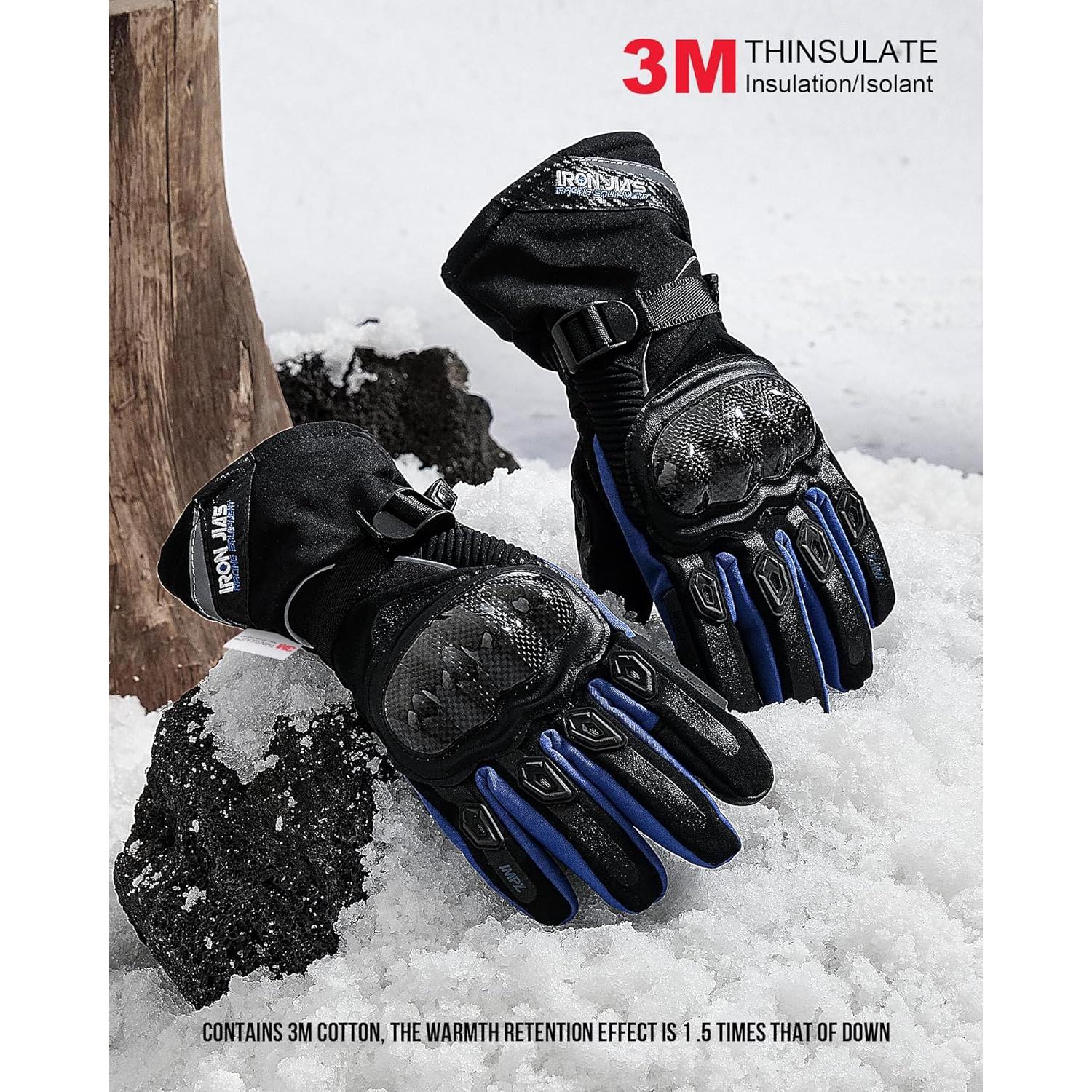 Guantes de Motocicleta BORLENI Impermeables Azul X-Large