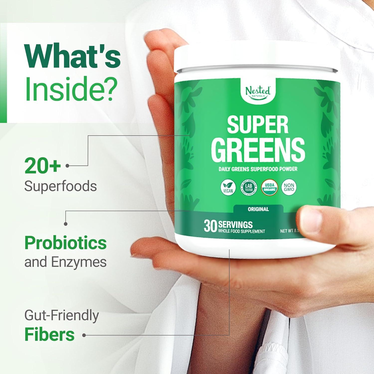 Polvo de Superalimentos Nested Naturals Super Greens 30 Porciones