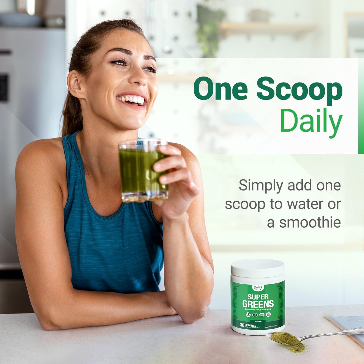 Polvo de Superalimentos Nested Naturals Super Greens 30 Porciones