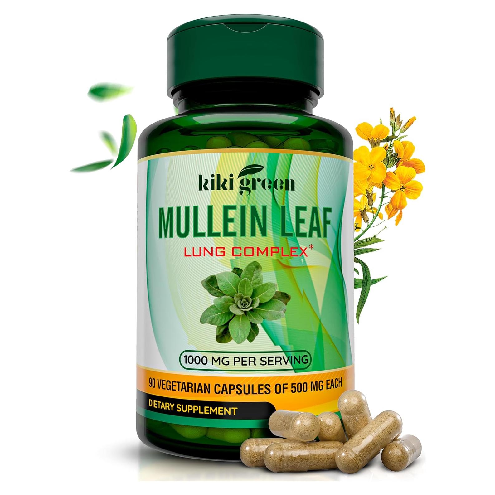 KIKI Green Extracto de Hoja de Mullein 1000mg - 90 Cápsulas Veganas