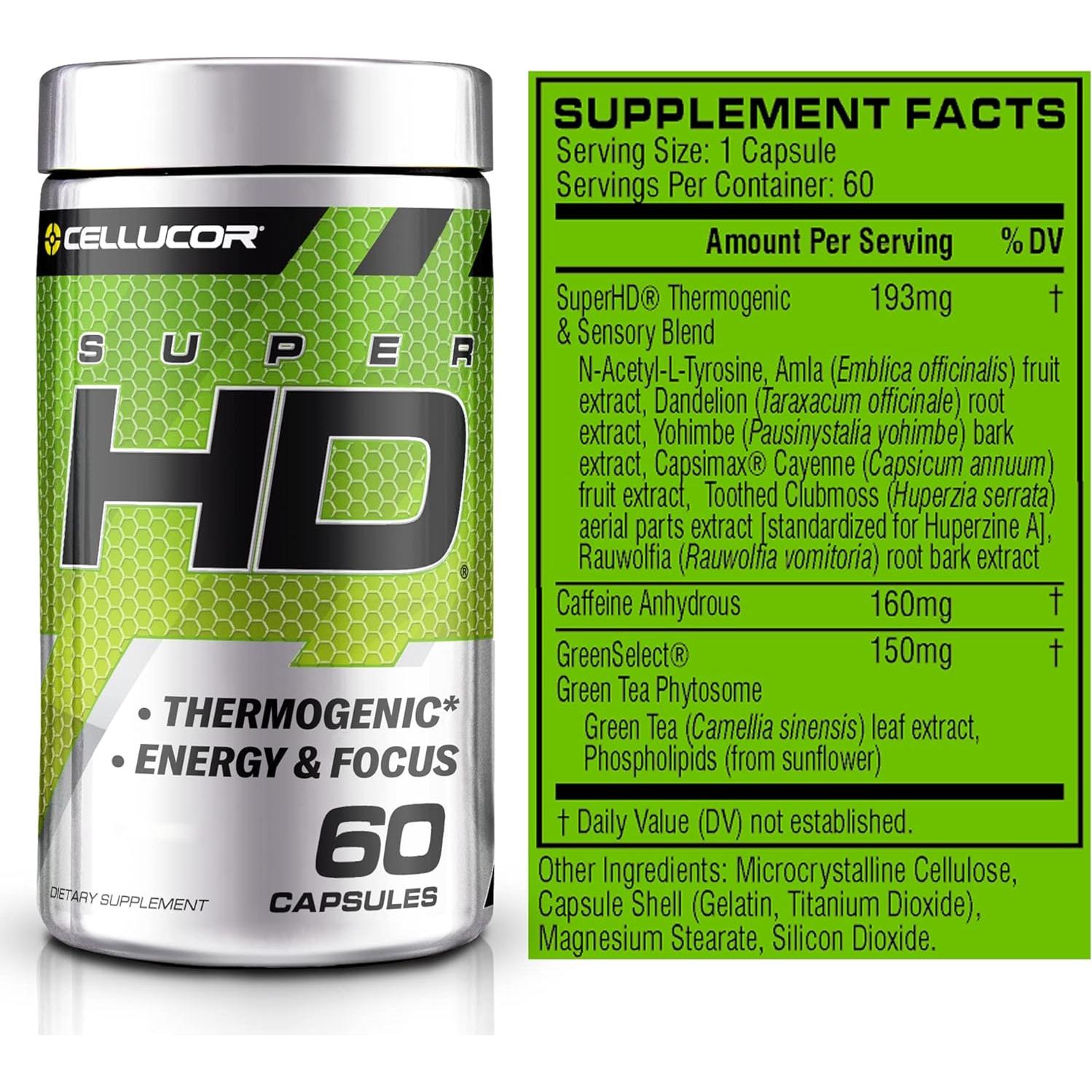 Cellucor SuperHD Termogénico Quemador de Grasa 60 Cápsulas