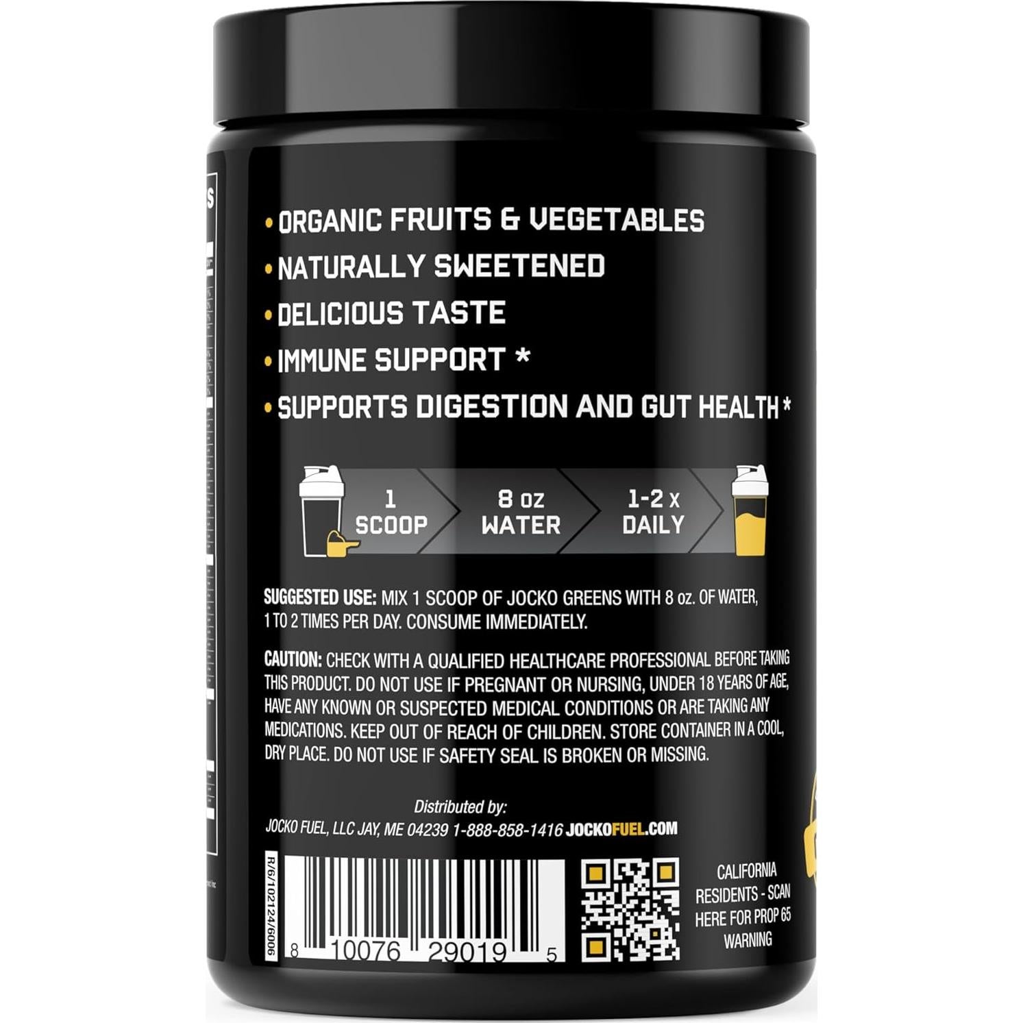 Jocko Fuel Polvo Verde Orgánico 30 Porciones Sabor Piña Coco