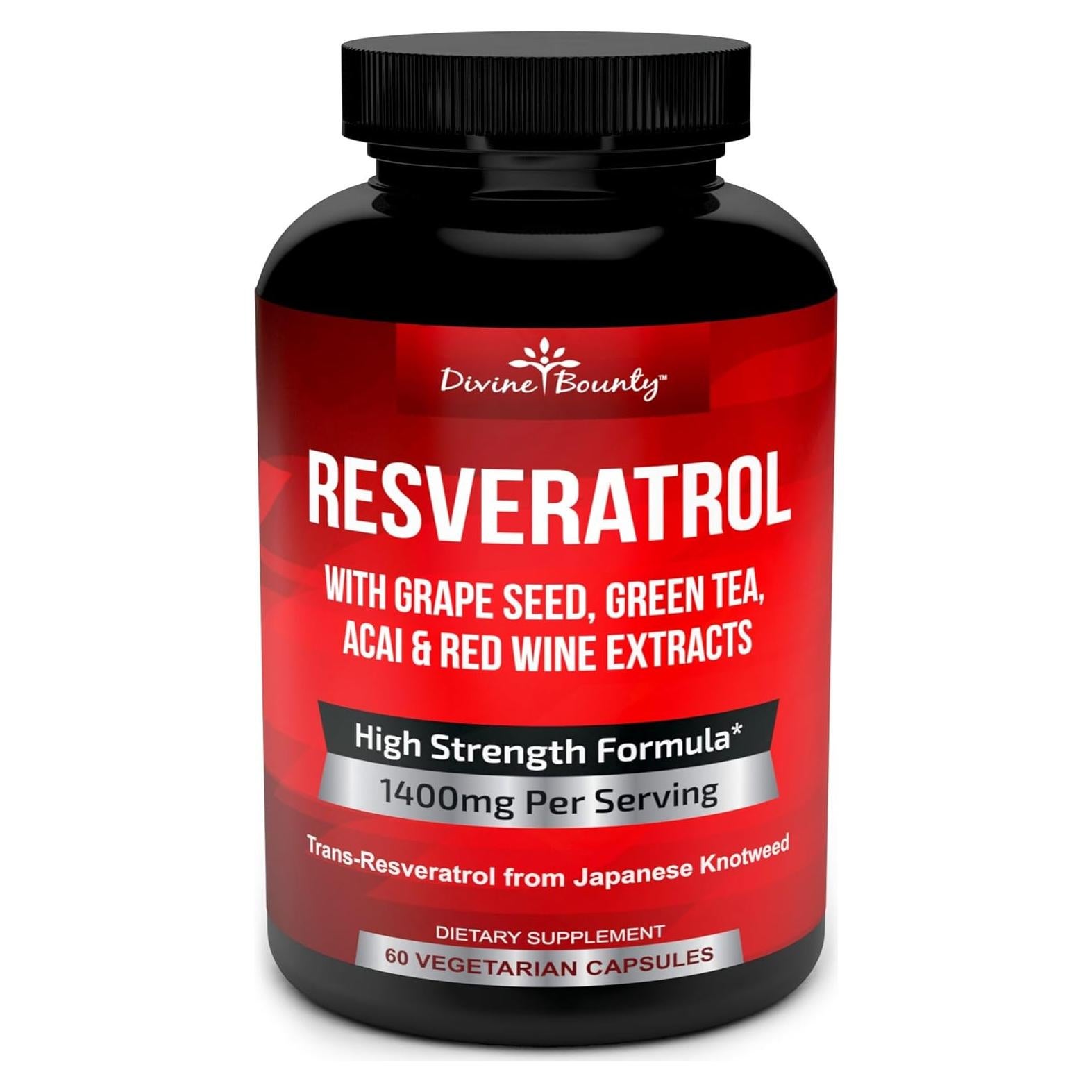 Suplemento de Resveratrol Divine Bounty 1400mg - 60 Cápsulas