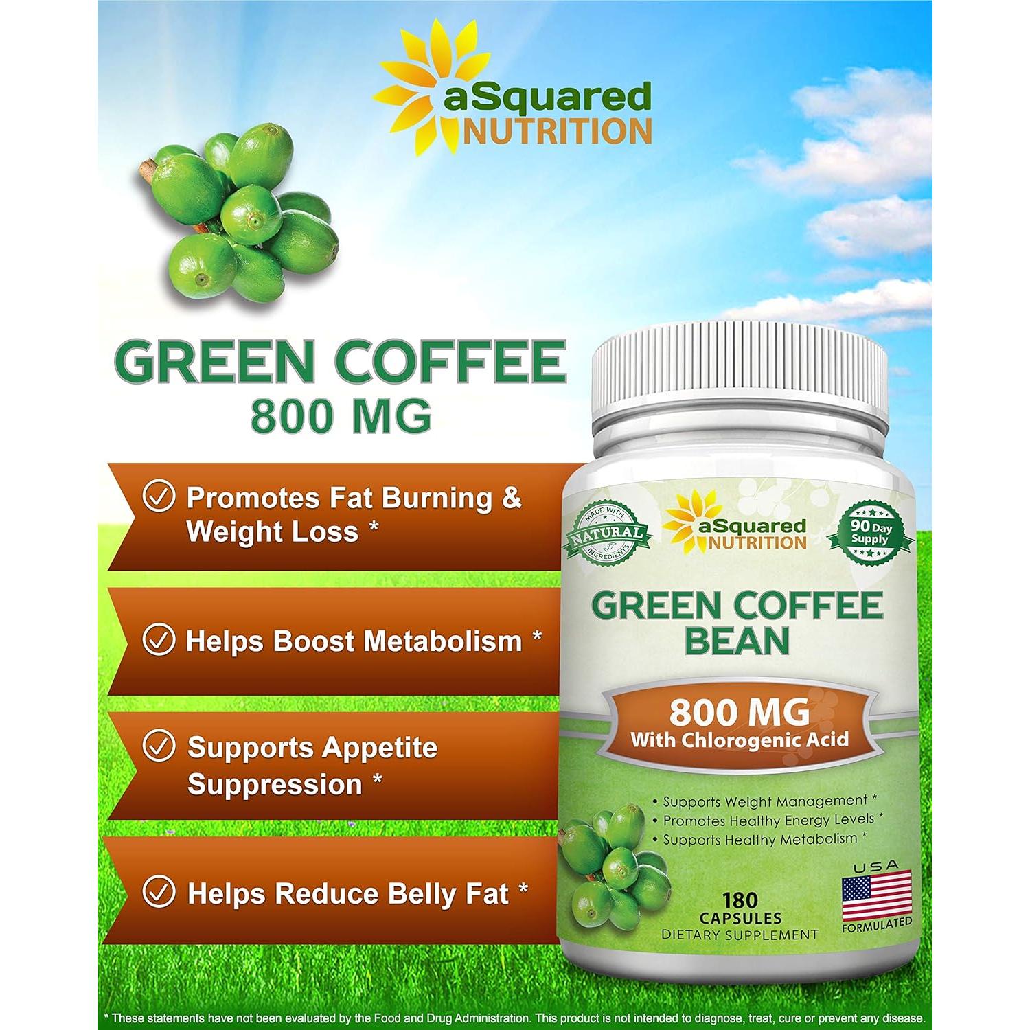 Cápsulas de Café Verde aSquared Nutrition 180 Unidades 800mg