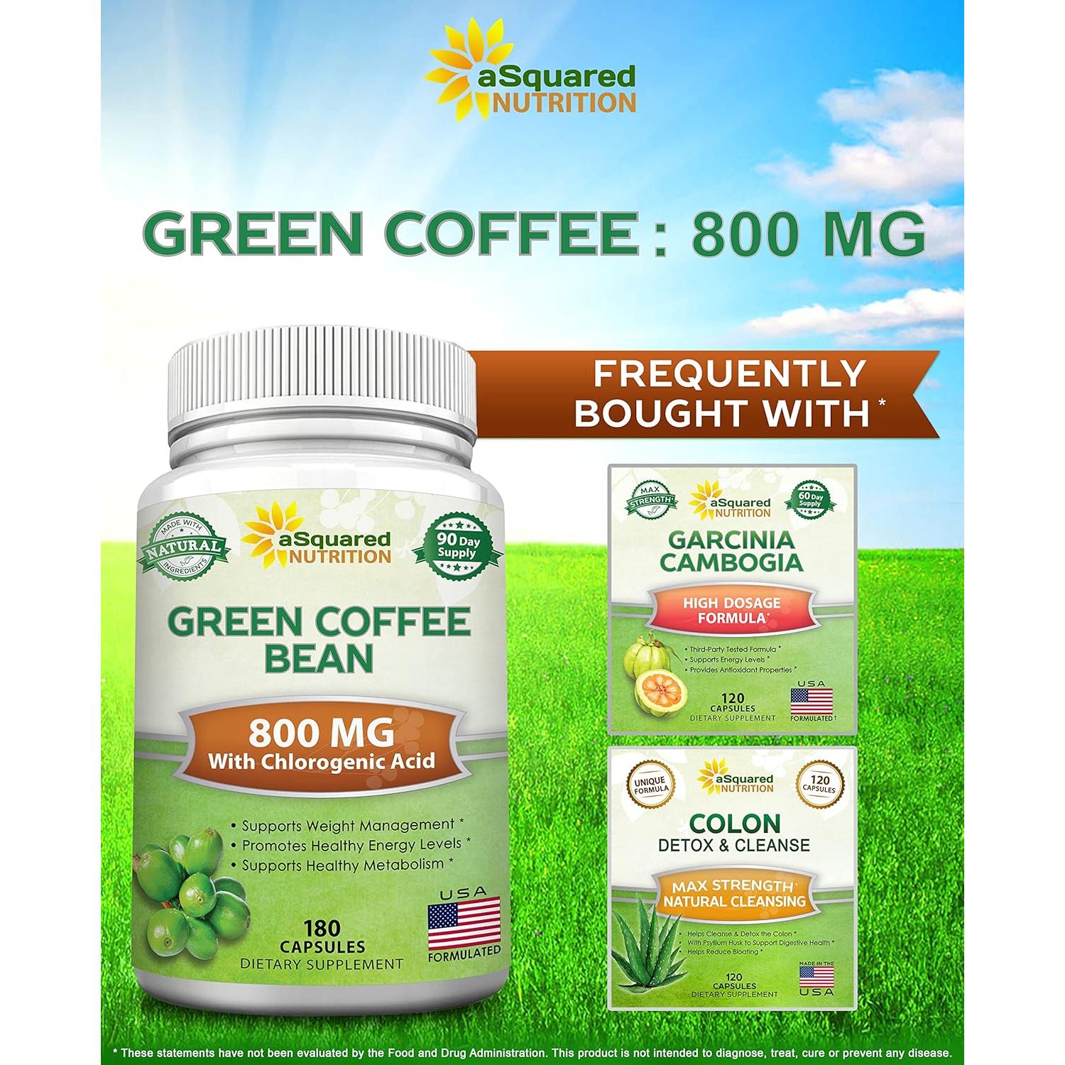 Cápsulas de Café Verde aSquared Nutrition 180 Unidades 800mg
